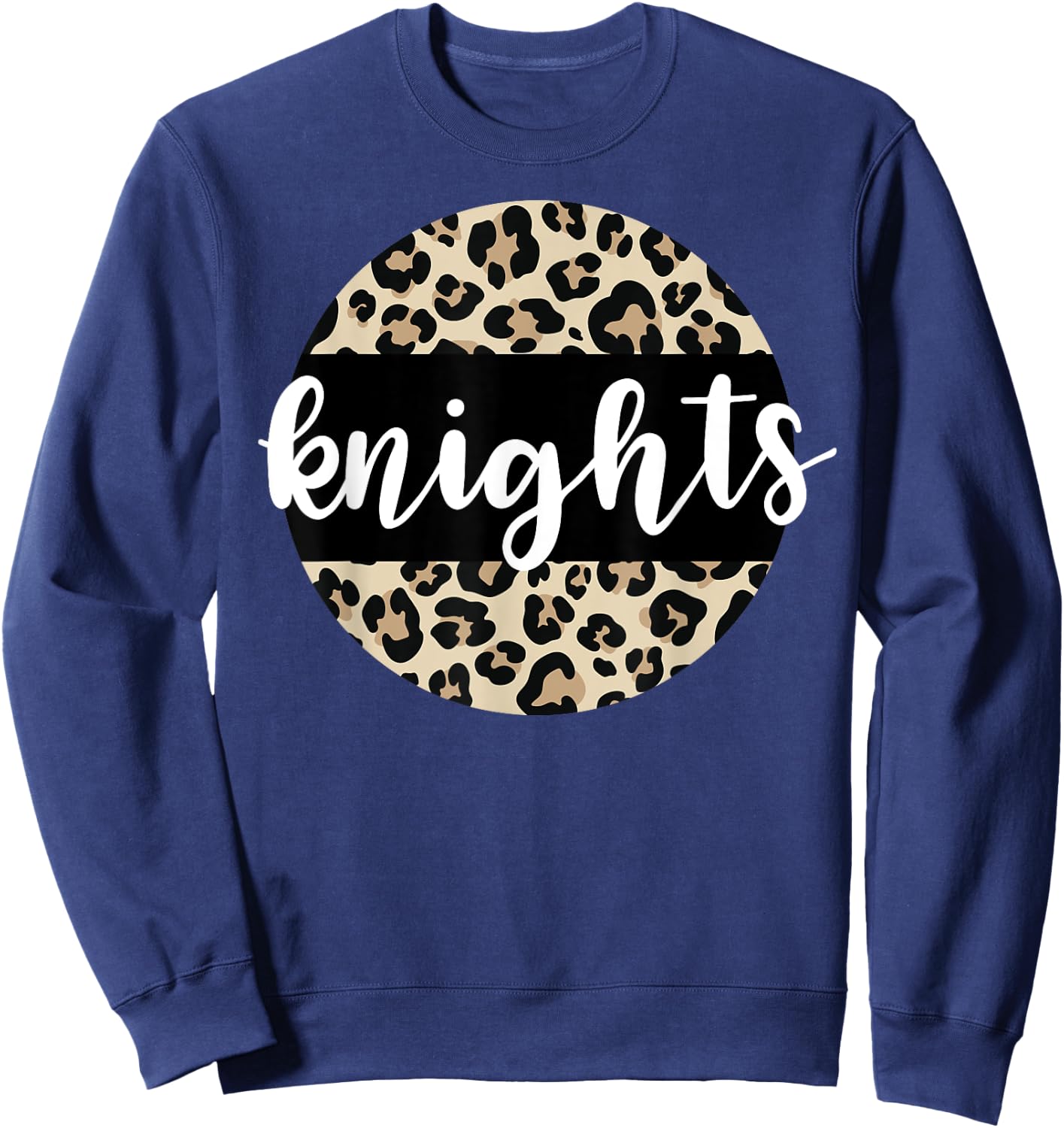 Leopard Print Knights Team Mascot School Spirit Game Night Sweatshirt - Sweatshirt | Navy