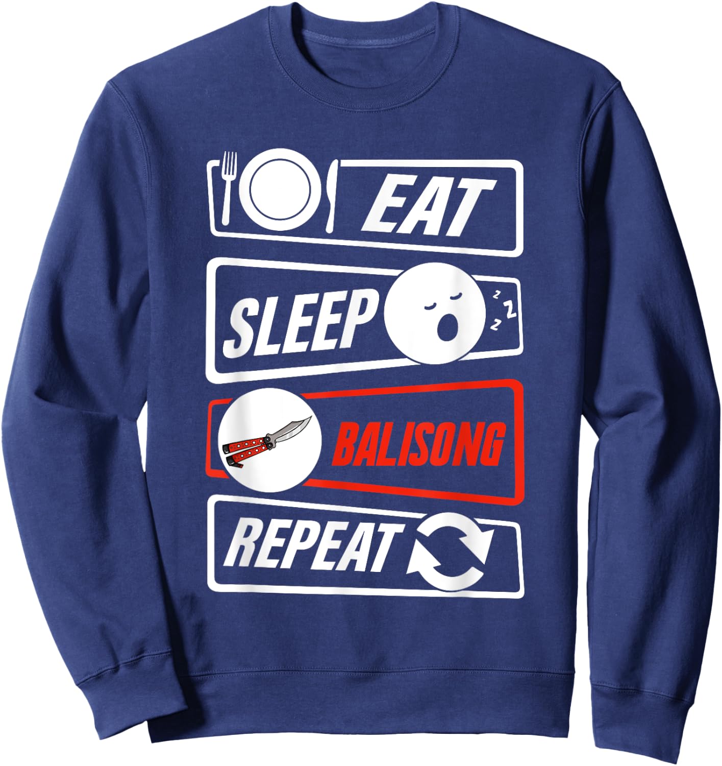 Balisong Knife Batangas Butterfly Folding Pocketknife Sweatshirt - Sweatshirt | Navy