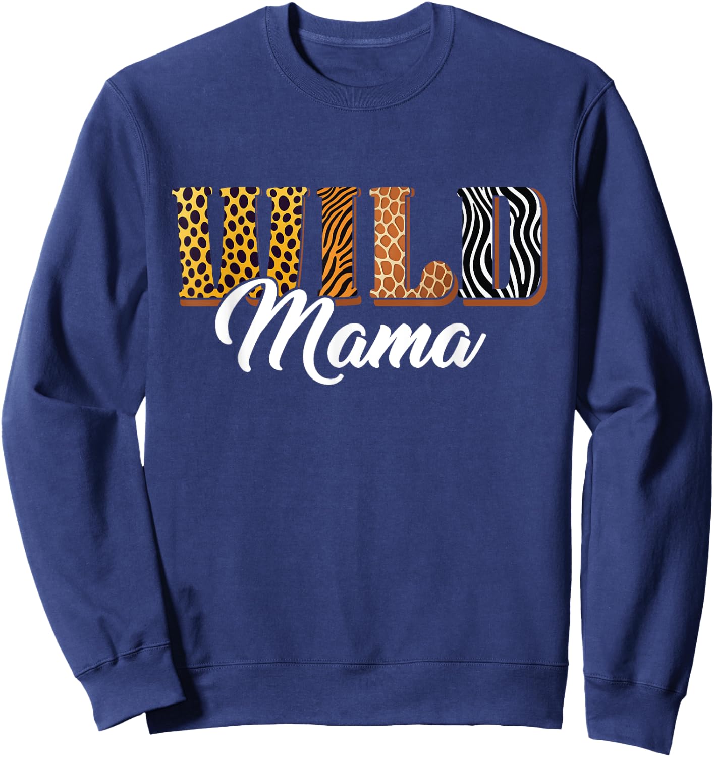 Wild Mama Zoo Safari Jungle Animal Birthday Matching Family Sweatshirt - Sweatshirt | Navy