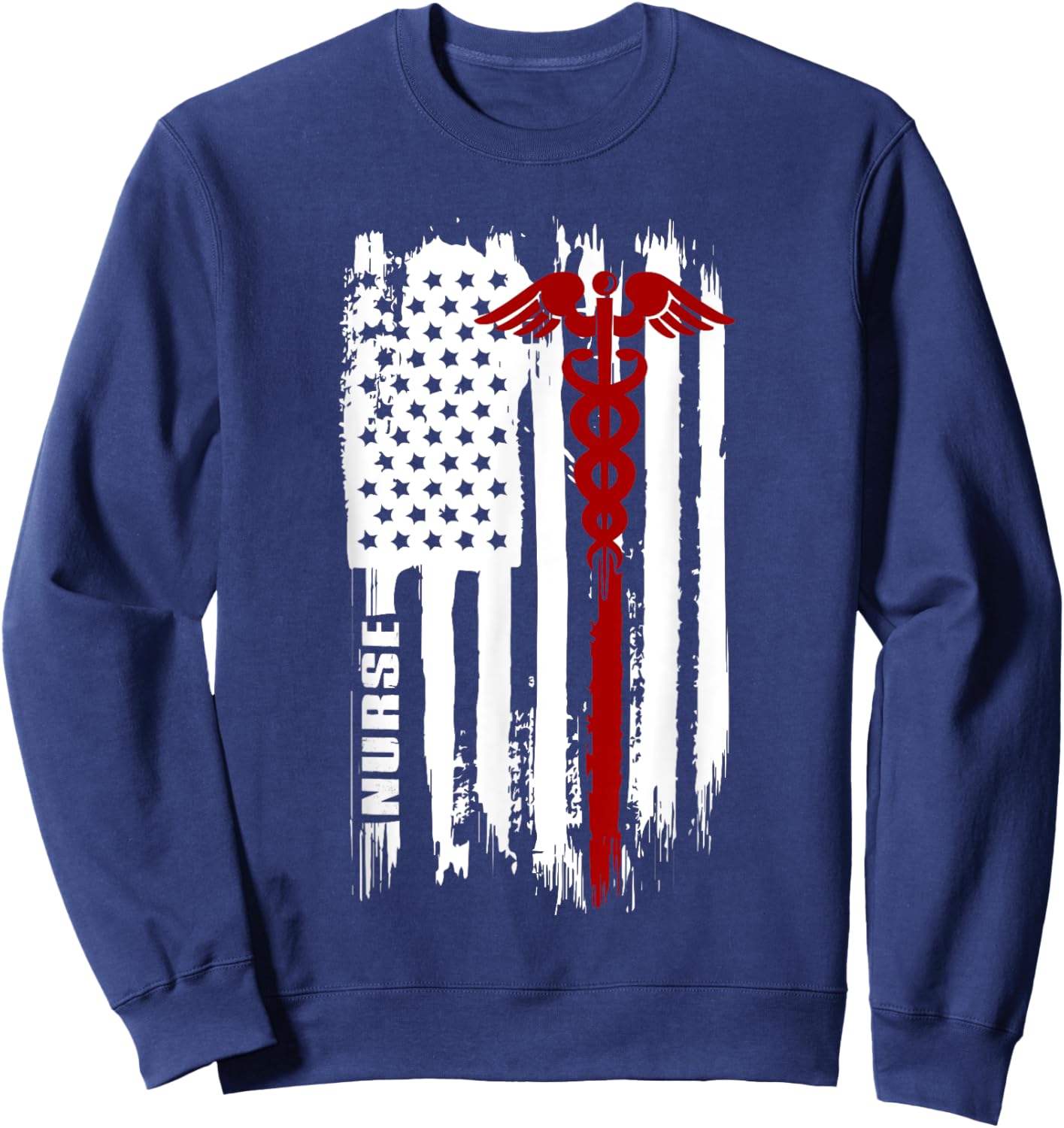 American Flag Nurse | USA Nurses Gift Sweatshirt - Sweatshirt | Navy