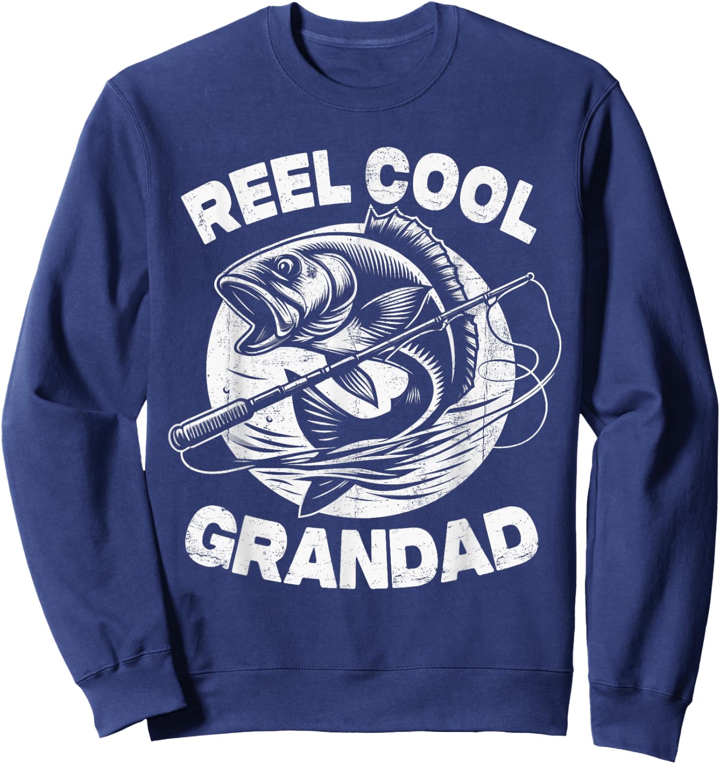 Reel Cool Grandad Fishing Father's Day Fisherman Fish Sweatshirt - Sweatshirt | Navy