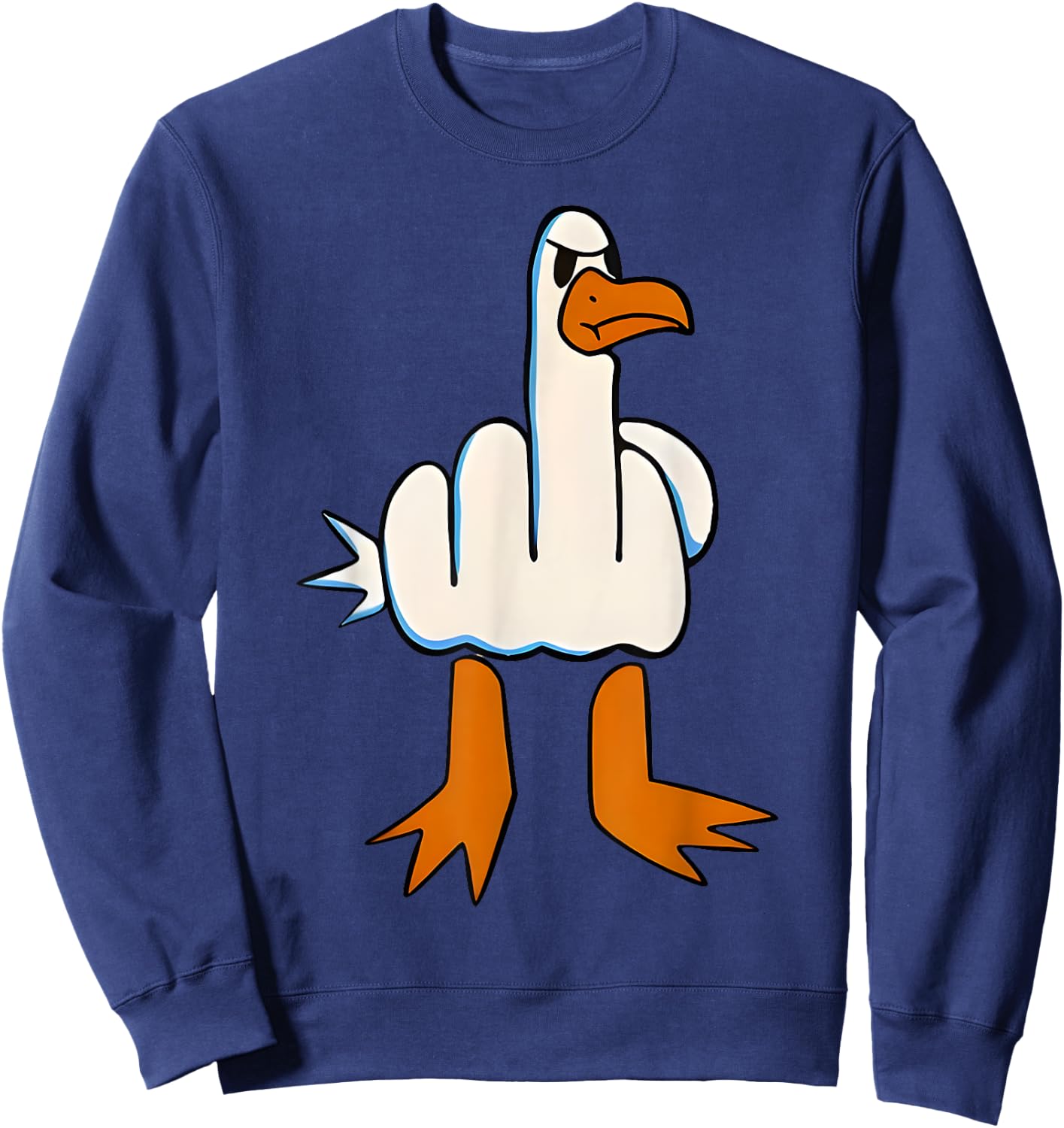 I Don't Give A Duck Middle Finger Funny Offensive Rude Duck Sweatshirt - Sweatshirt | Navy