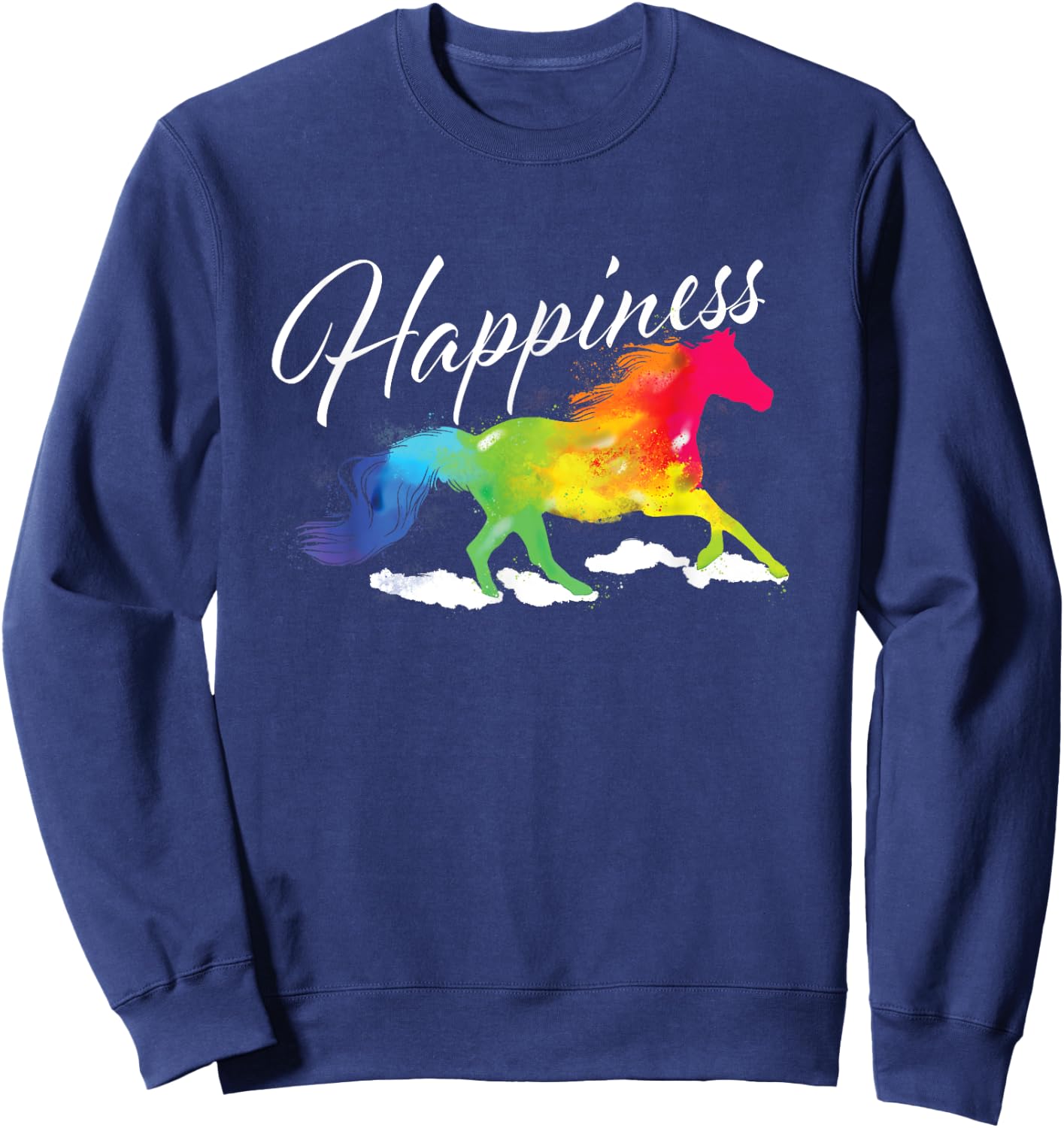 Happiness - Horse Lover Equestrian Horseback Rider Sweatshirt - Sweatshirt | Navy