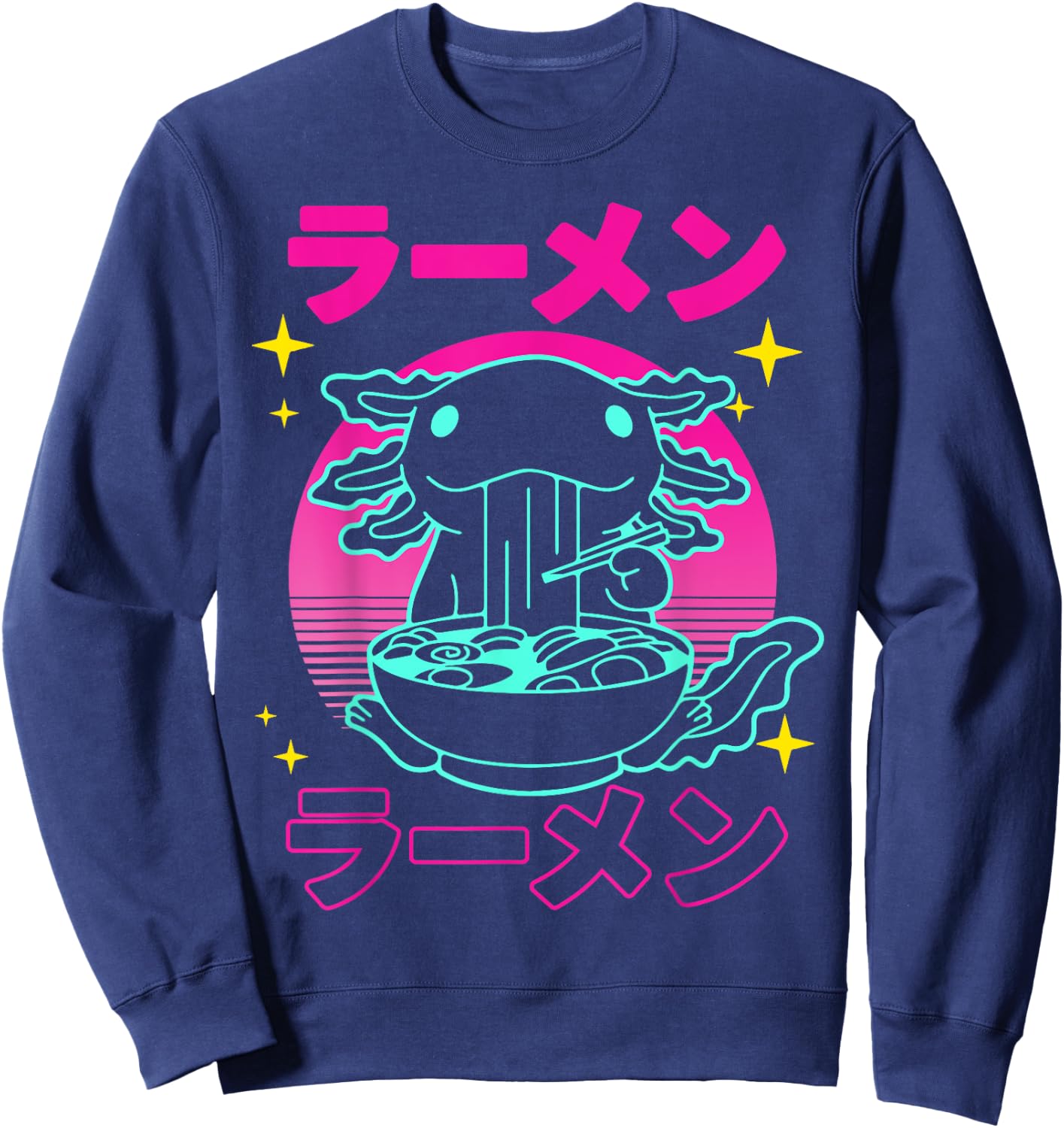 Kawaii Axolotl Ramen Japanese Funny Axolotl Anime Boys Teens Sweatshirt - Sweatshirt | Navy
