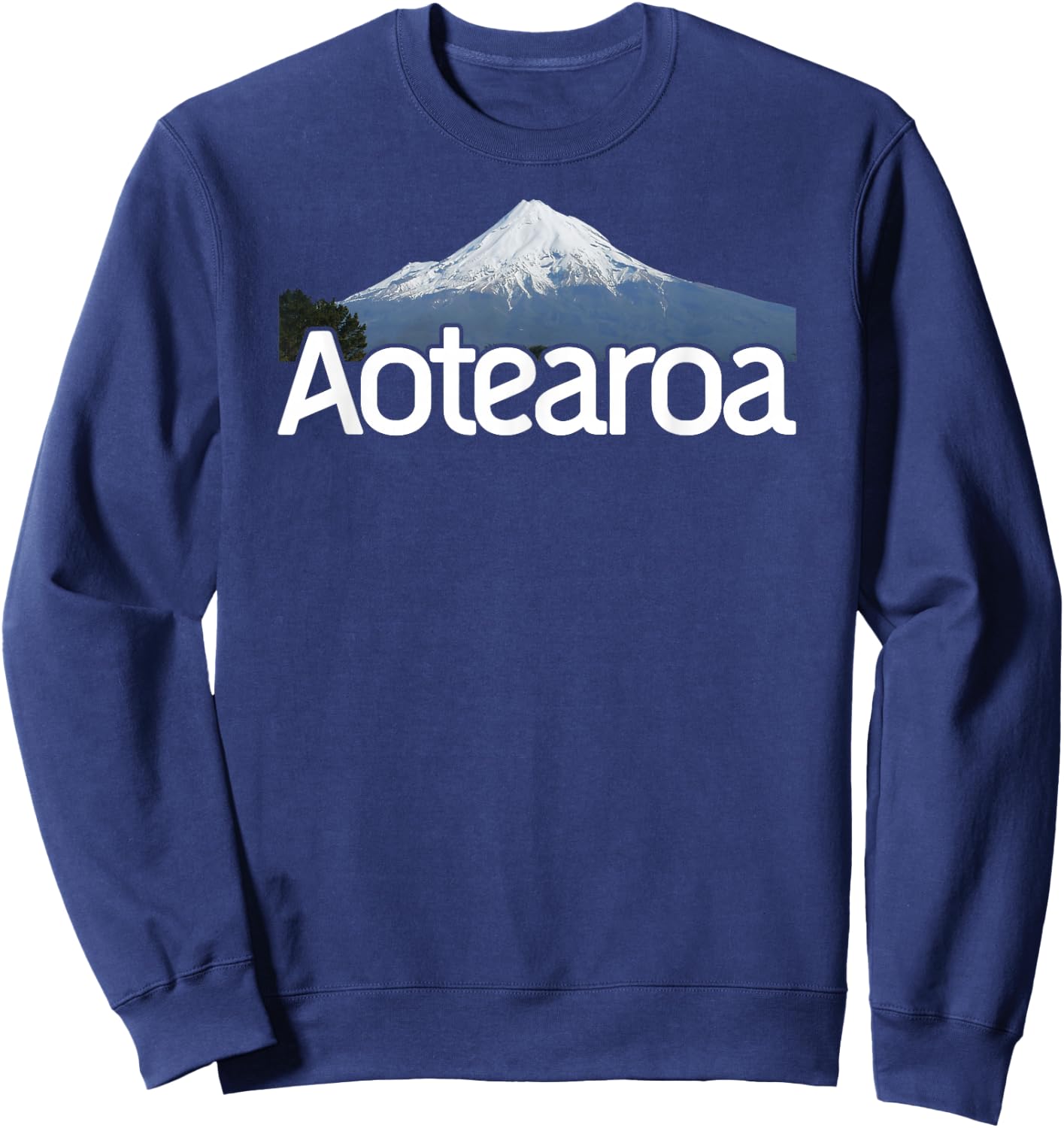 Aotearoa New Zealand Volcano Mt Taranaki Mountain Lanscape Sweatshirt - Sweatshirt | Navy