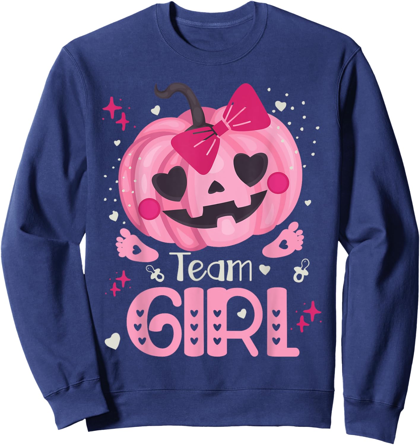 Team Girl Pumpkin Halloween Baby Gender Reveal Party Sweatshirt - Sweatshirt | Navy
