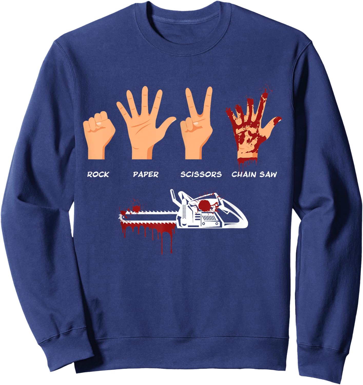 Jimbeels Men's Rock Paper Scissors Chain Saw Funny Forestry Workers Saying Sweatshirt - Sweatshirt | Navy