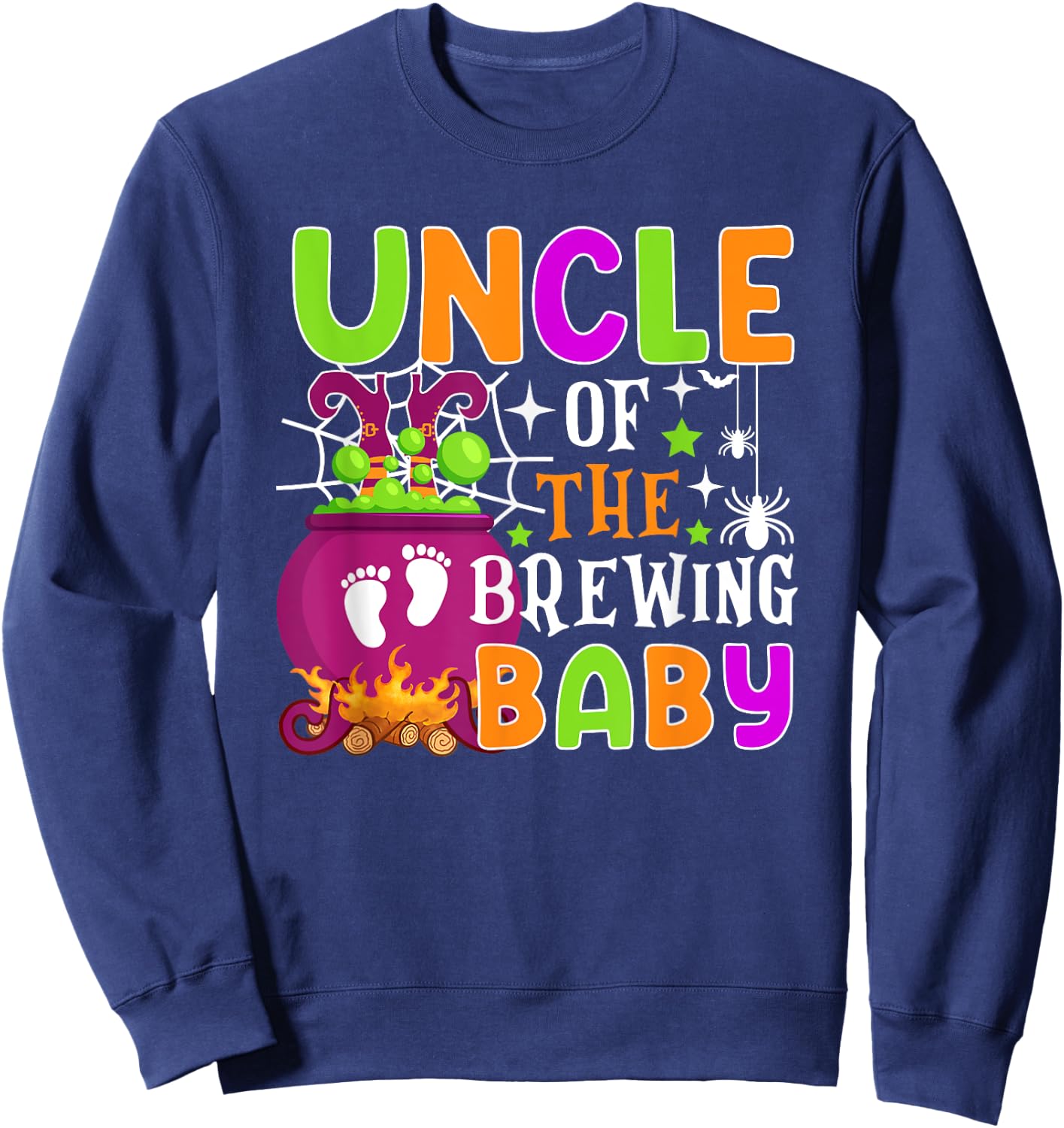 Uncle of Brewing Baby Halloween Theme Baby Shower Spooky Sweatshirt - Sweatshirt | Navy