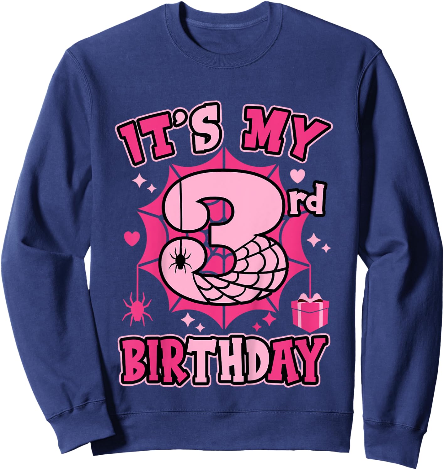 Kids It's My 3rd Birthday Spider Girl Costume Party 3 Year Old Sweatshirt - Sweatshirt | Navy