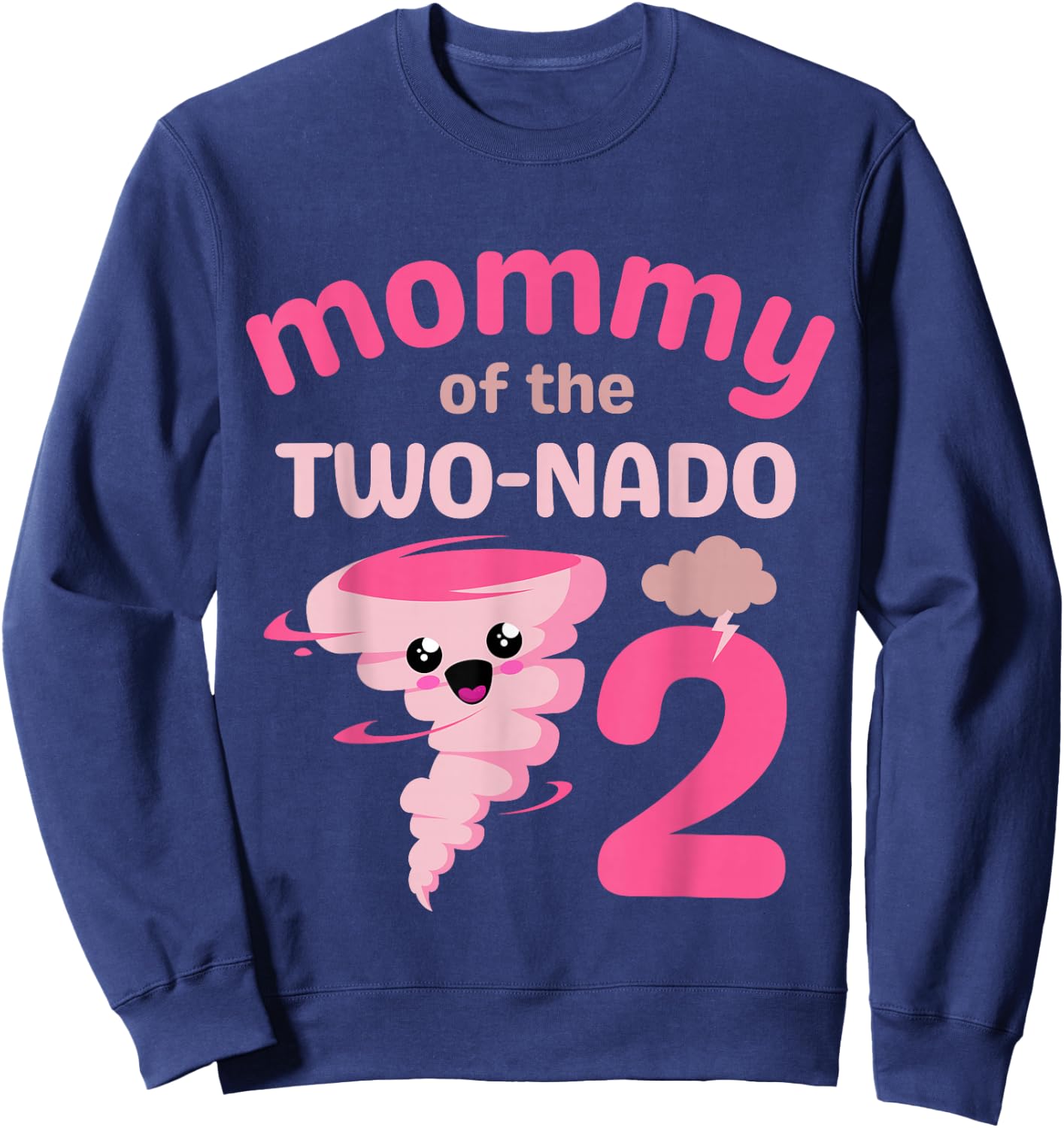 Mommy of the Two-nado Tornado Theme 2nd Birthday Party Kids Sweatshirt - Sweatshirt | Navy
