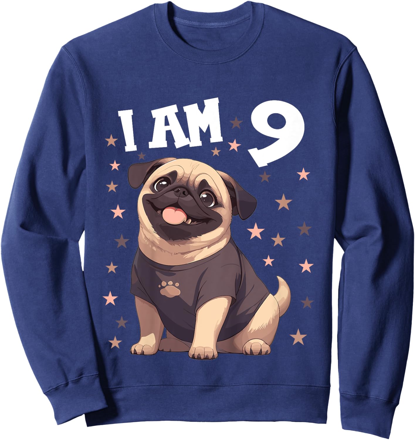 9 Years old 9th birthday Pugs Pug Sweatshirt - Sweatshirt | Navy