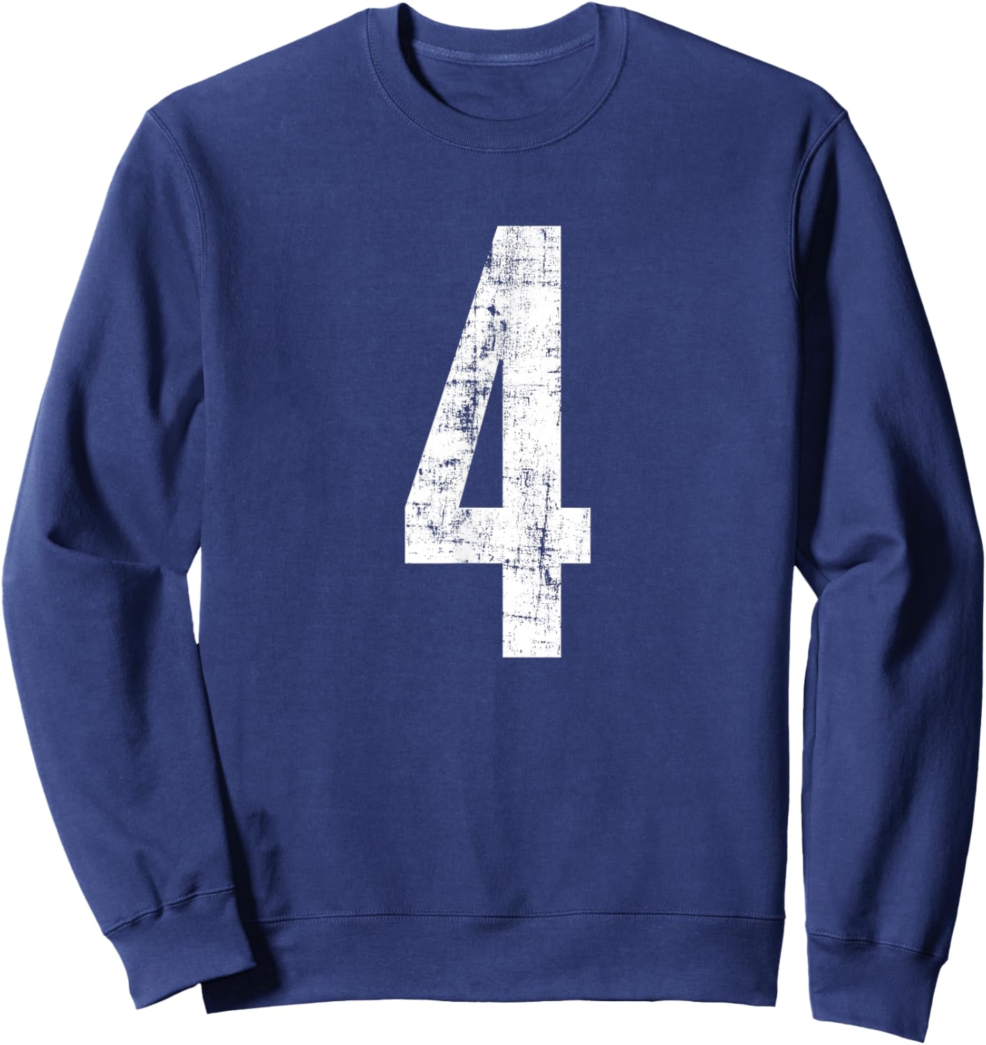 Number 4 Four Distressed Vintage Sport Team Player's Sweatshirt - Sweatshirt | Navy