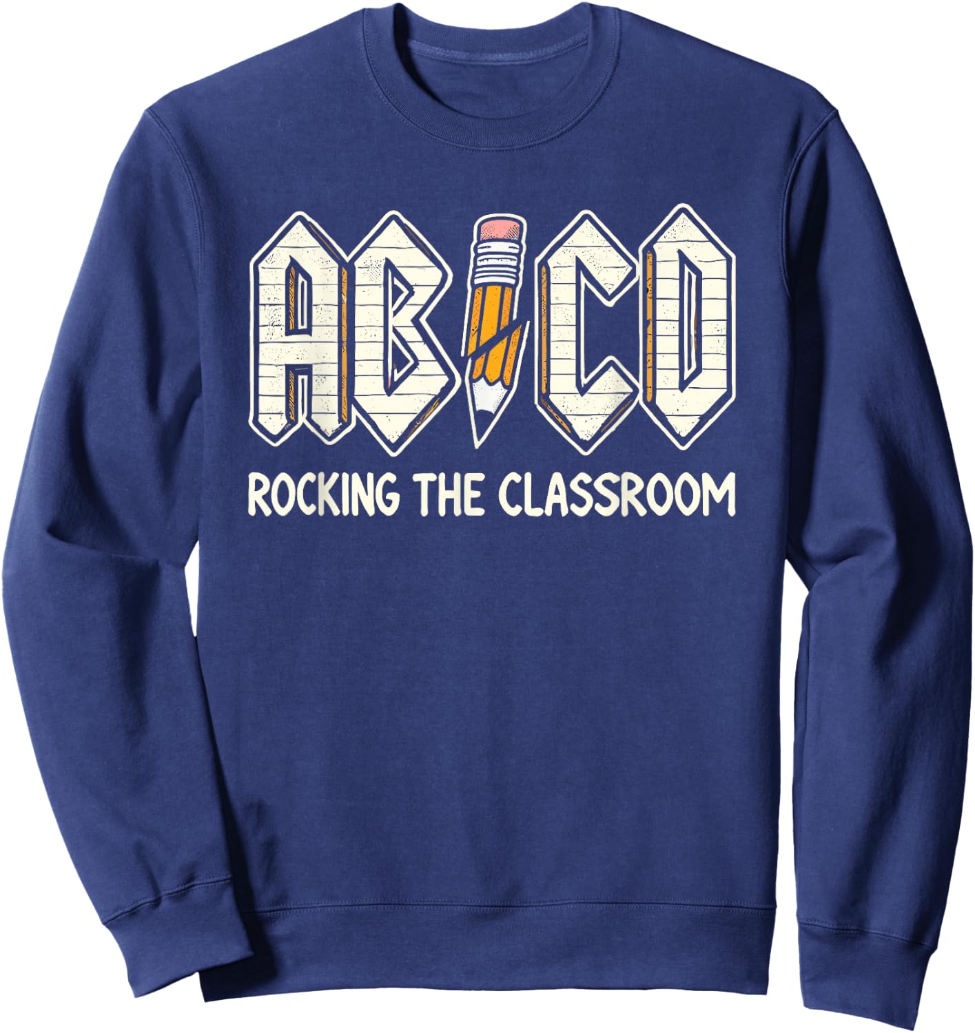 Retro ABCD Teacher Novelty Funny Back to School Teacher Sweatshirt - Sweatshirt | Navy
