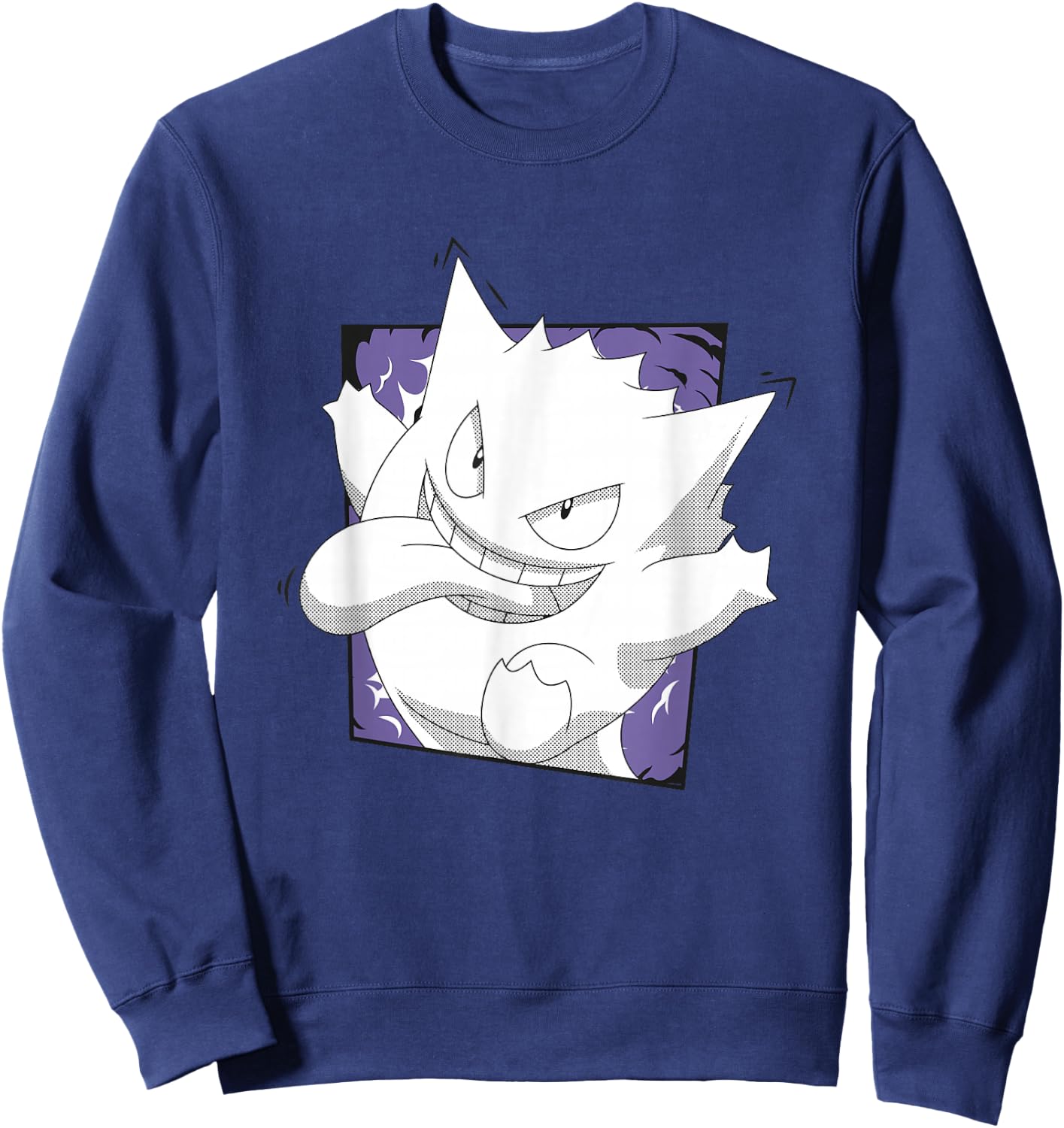 Pokémon Gengar Mischievous Face Tongue Out Vintage Sweatshirt - Sweatshirt | Navy
