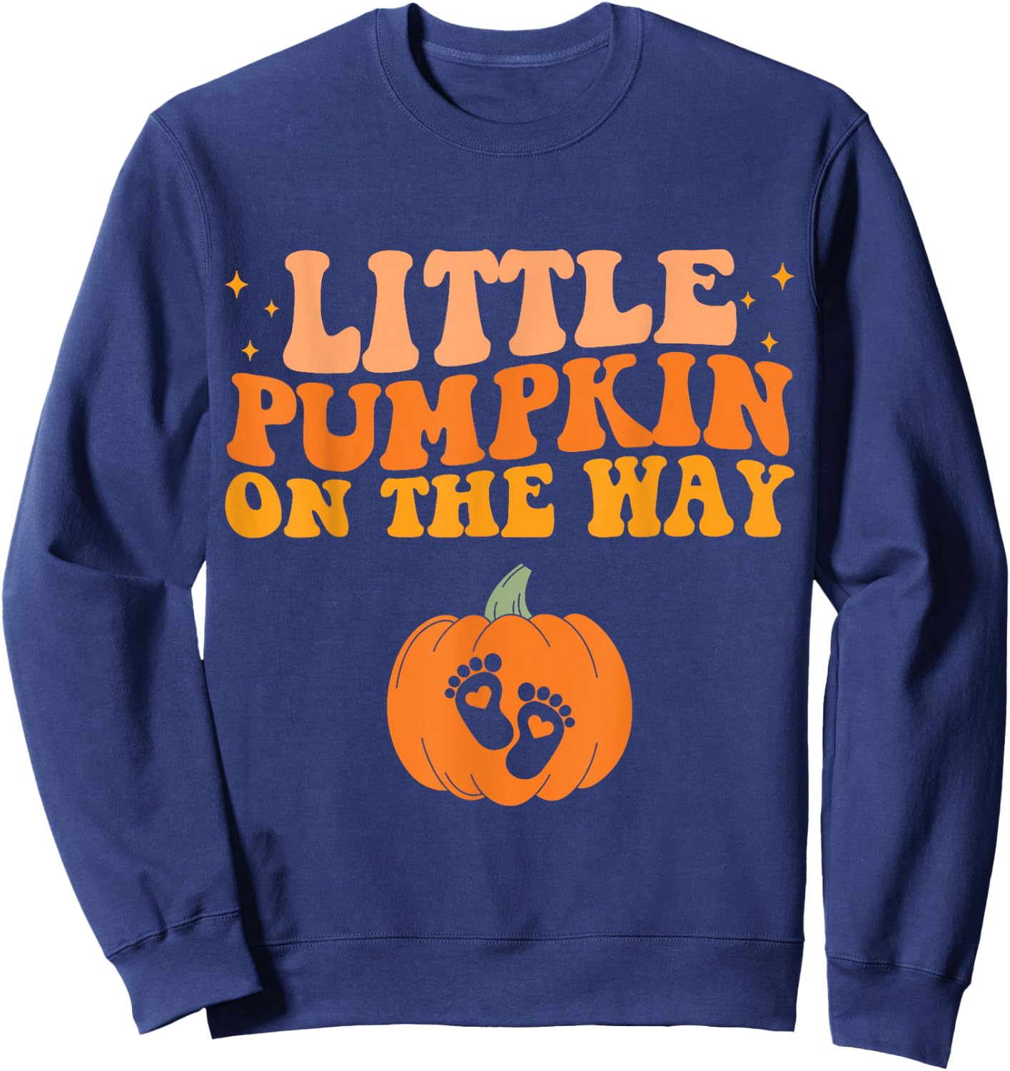 Little Pumpkin On The Way Halloween Pregnancy Announcement Sweatshirt - Sweatshirt | Navy