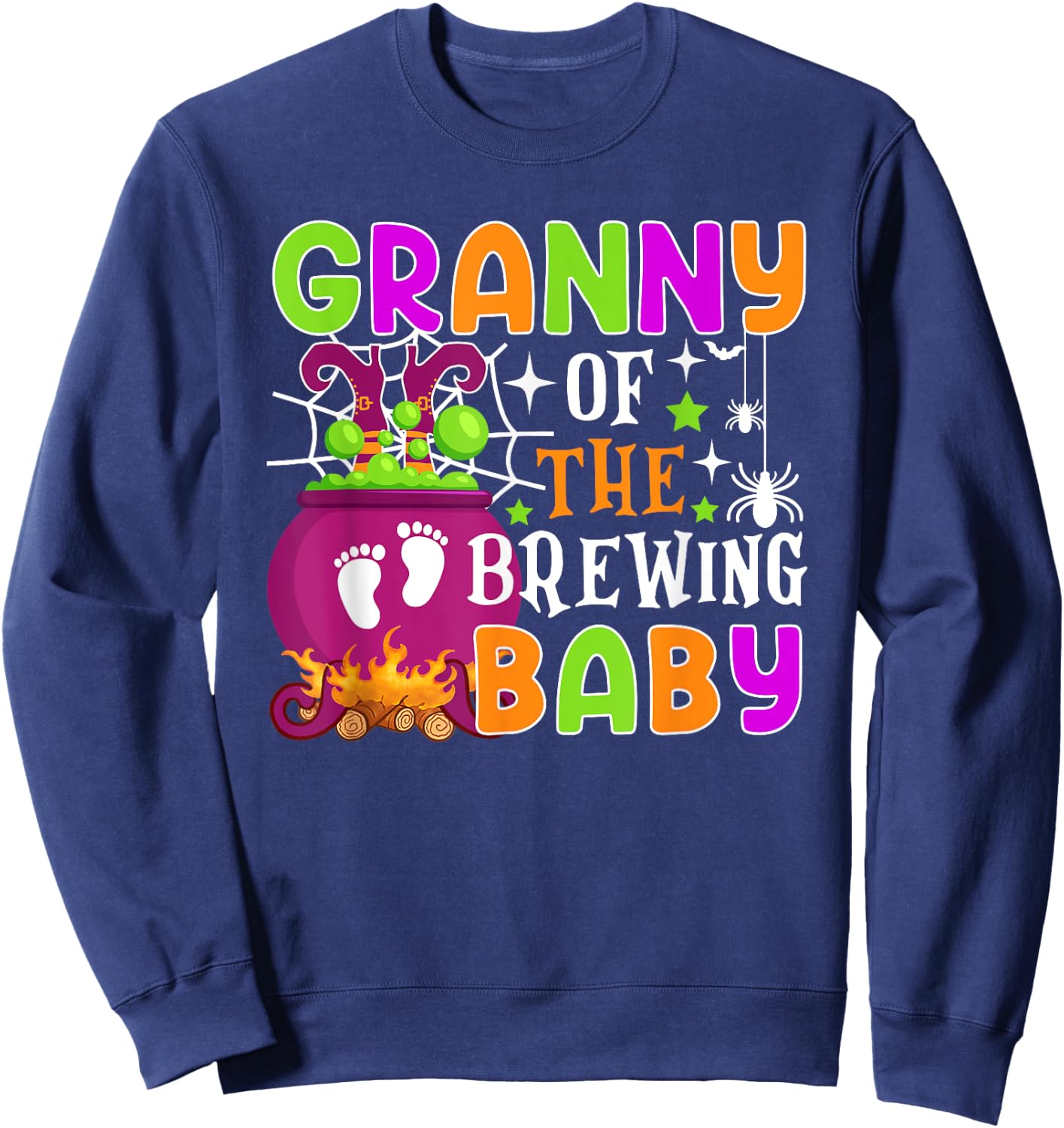 Granny of Brewing Baby Halloween Theme Baby Shower Spooky Sweatshirt - Sweatshirt | Navy