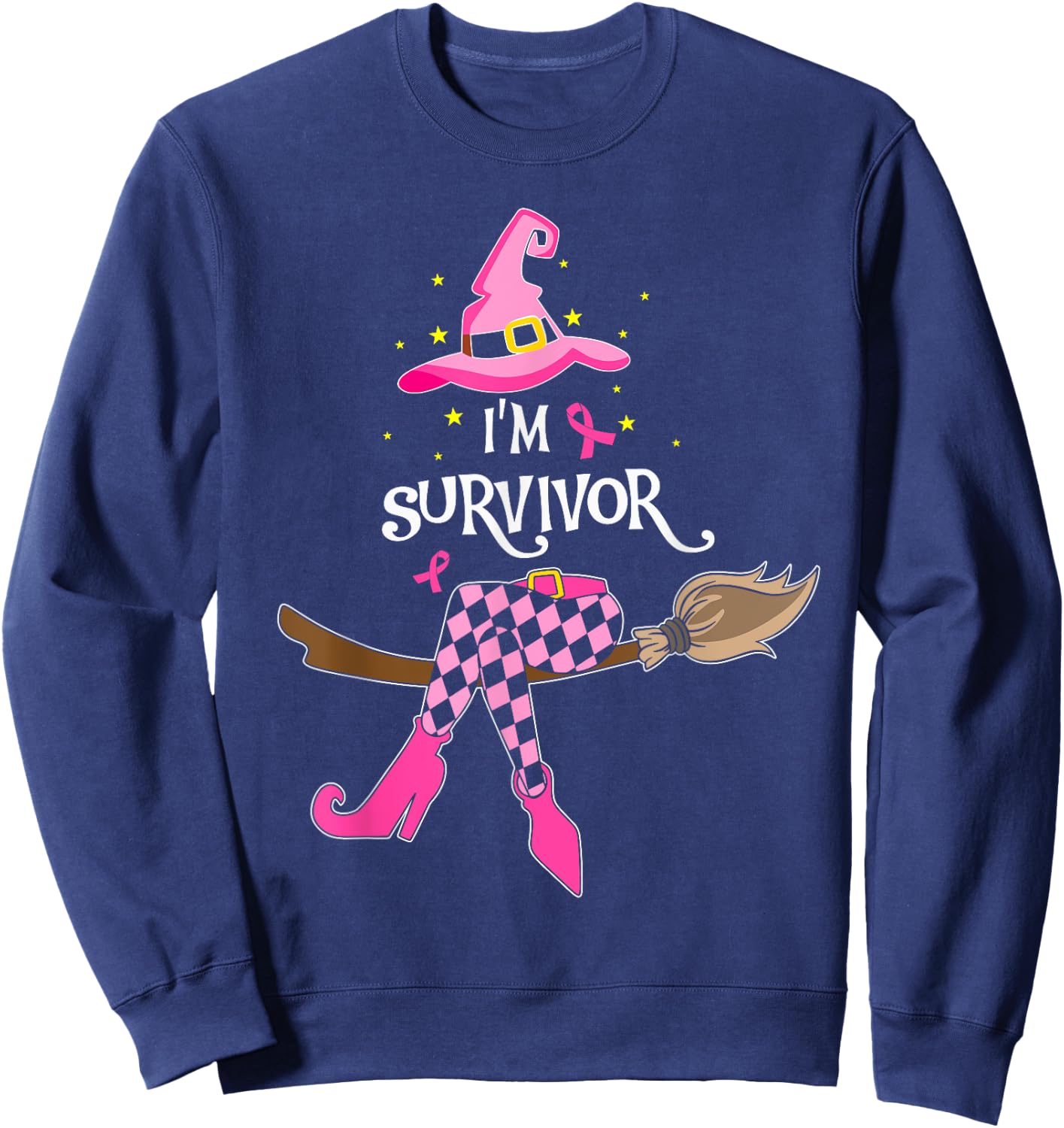 Witch Im A Survivor Halloween Breast Cancer Awareness Women Sweatshirt - Sweatshirt | Navy