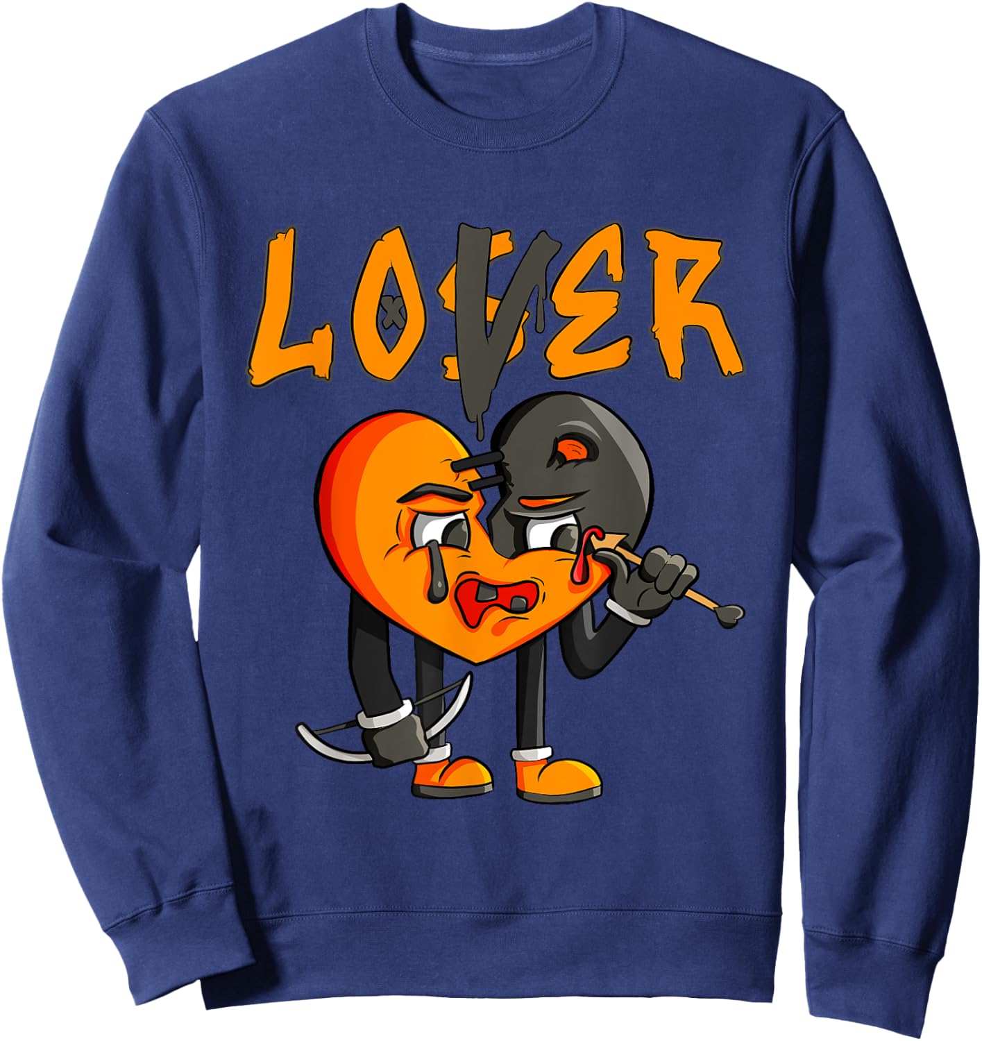 Graphic Orange Women Matching Loser Lover Drip Sweatshirt - Sweatshirt | Navy