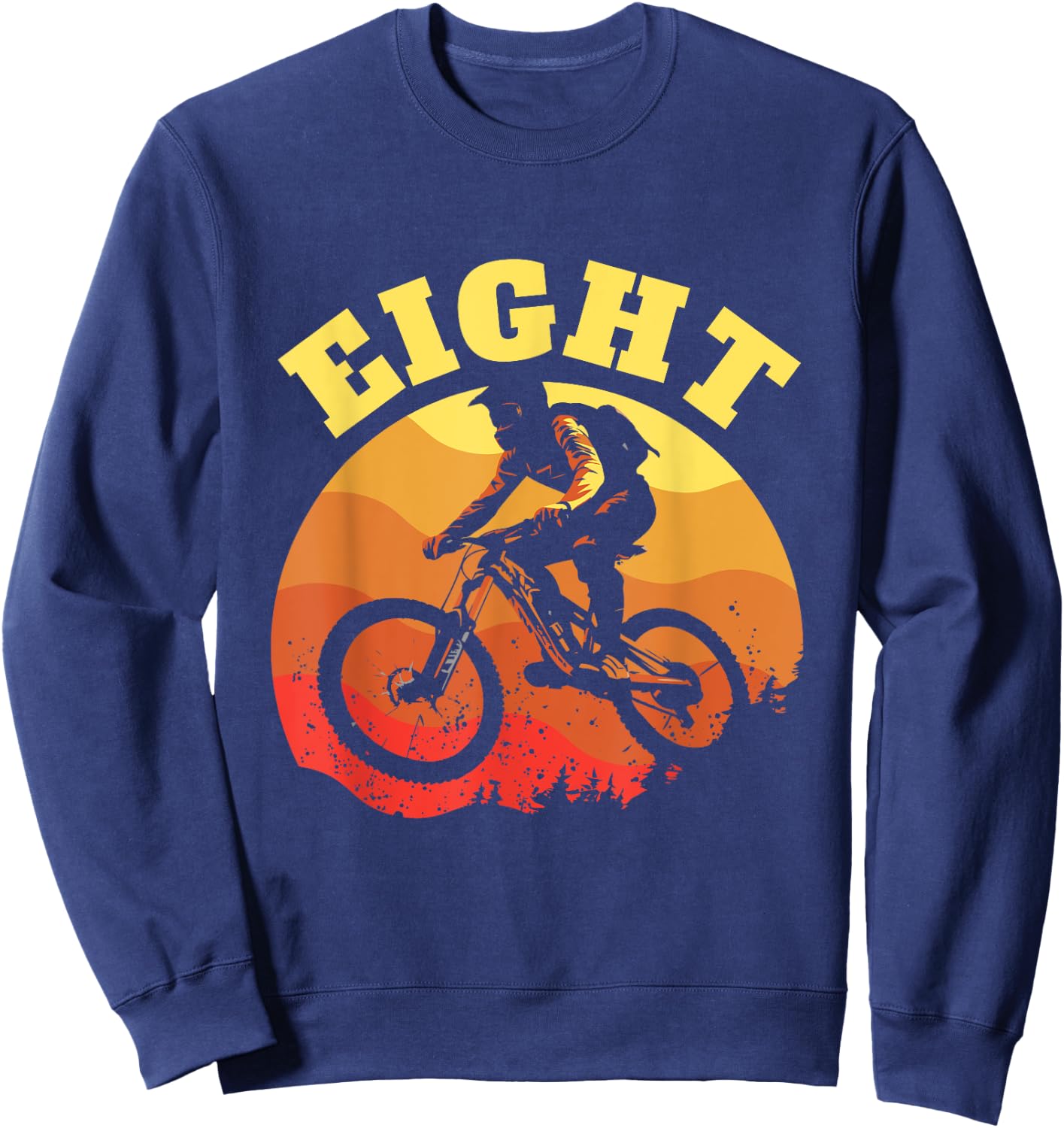 Turning 8 Mountain Bike Theme BMX Lover 8th Birthday Vibes Sweatshirt - Sweatshirt | Navy