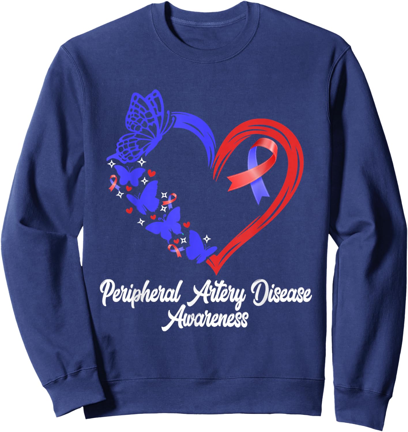 Peripheral Artery Disease Awareness Heart PAD Awareness Sweatshirt - Sweatshirt | Navy