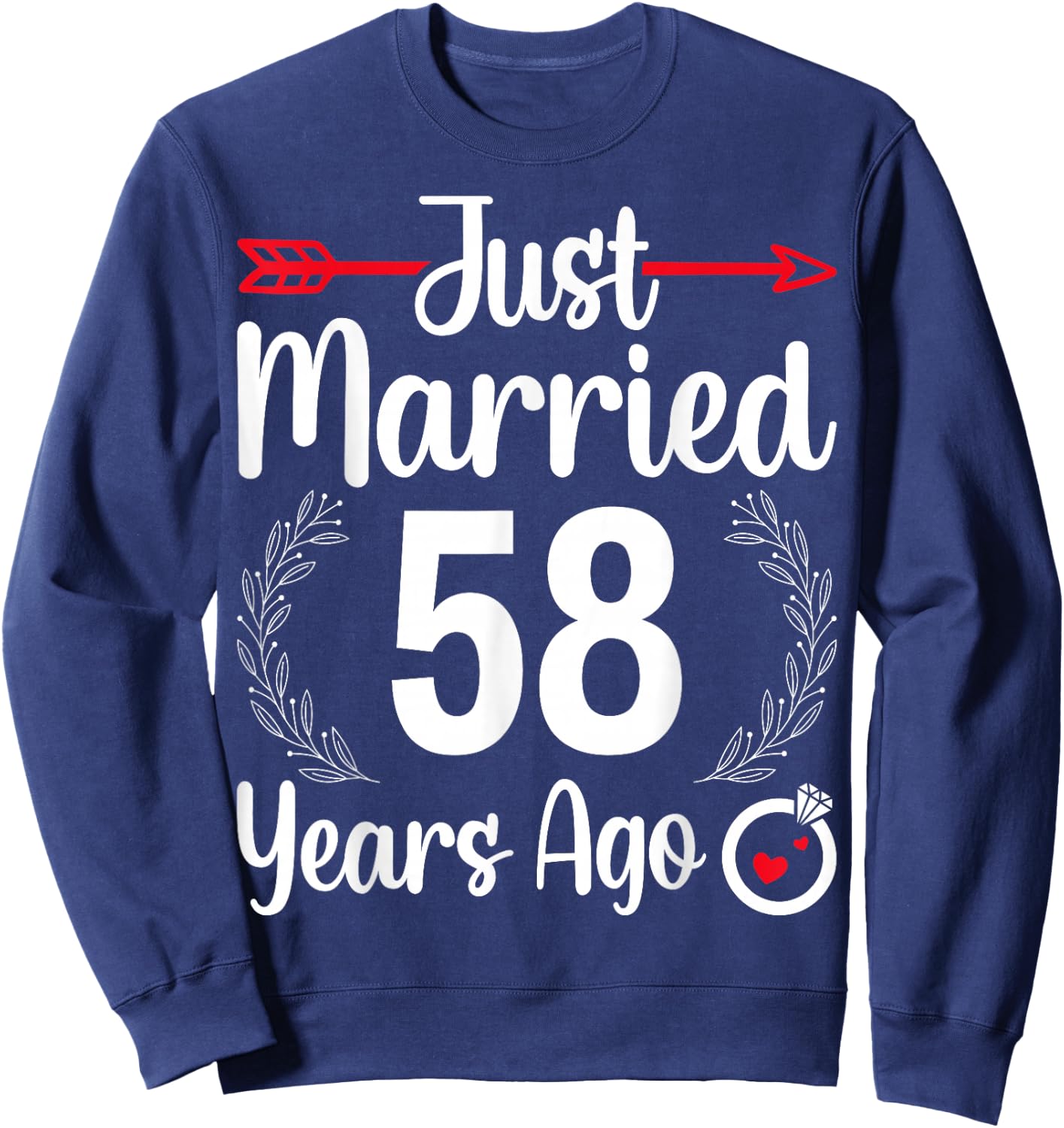 Just Married 58 Years Ago - Husband Wife 58th Anniversary Sweatshirt - Sweatshirt | Navy