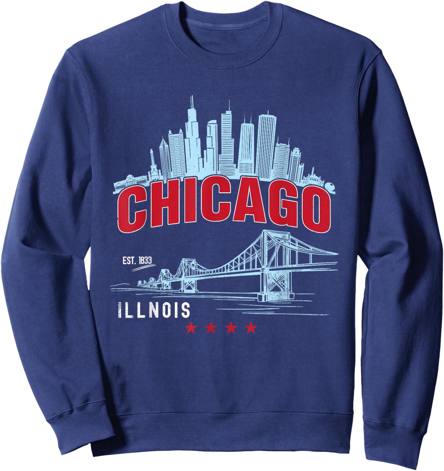 The Windy City | Vintage Chicago Illinois est. 1833 Sweatshirt - Sweatshirt | Navy
