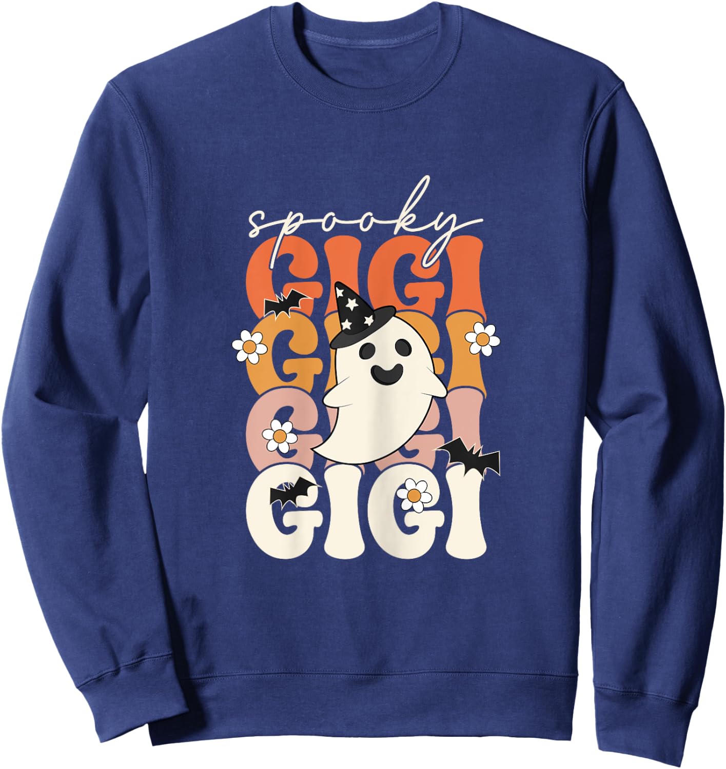 Spooky Gigi Funny Mom Halloween Ghost Witch Bat Sweatshirt - Sweatshirt | Navy
