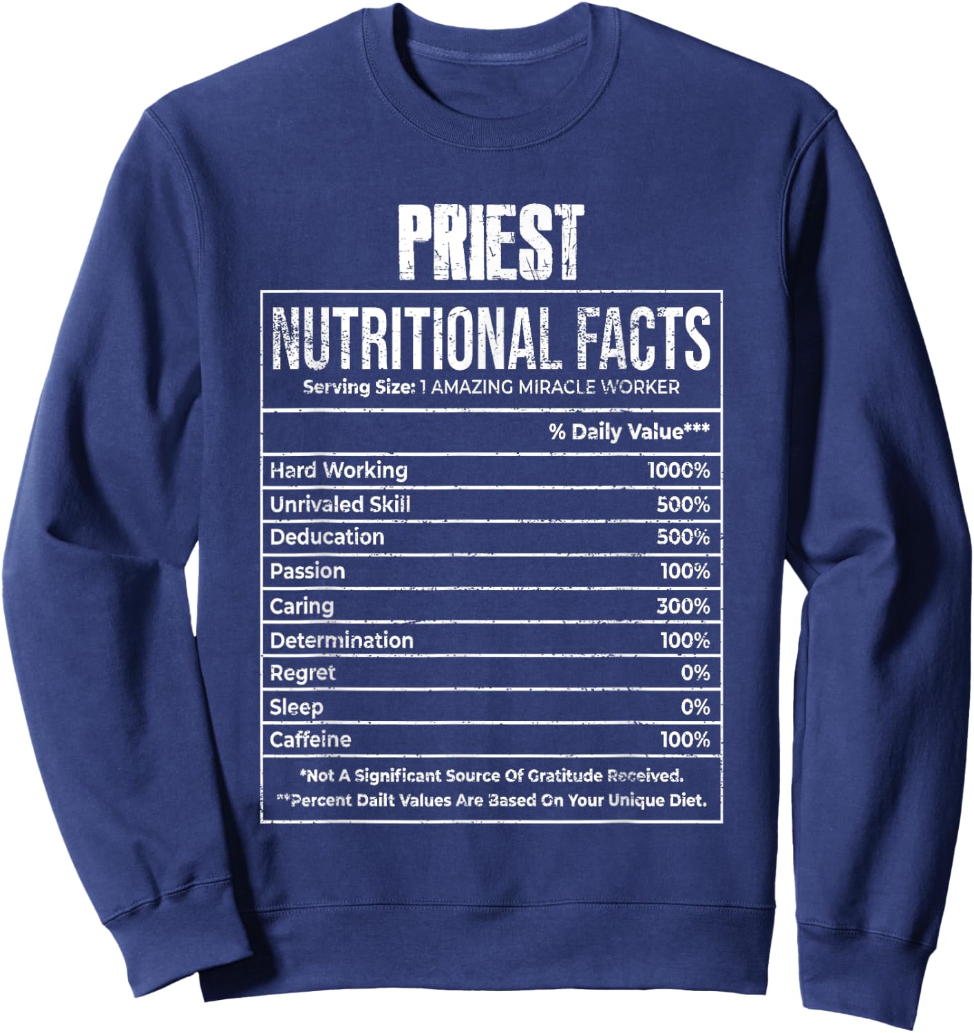 Nutritional Facts Priest Job Tittle Sweatshirt - Sweatshirt | Navy