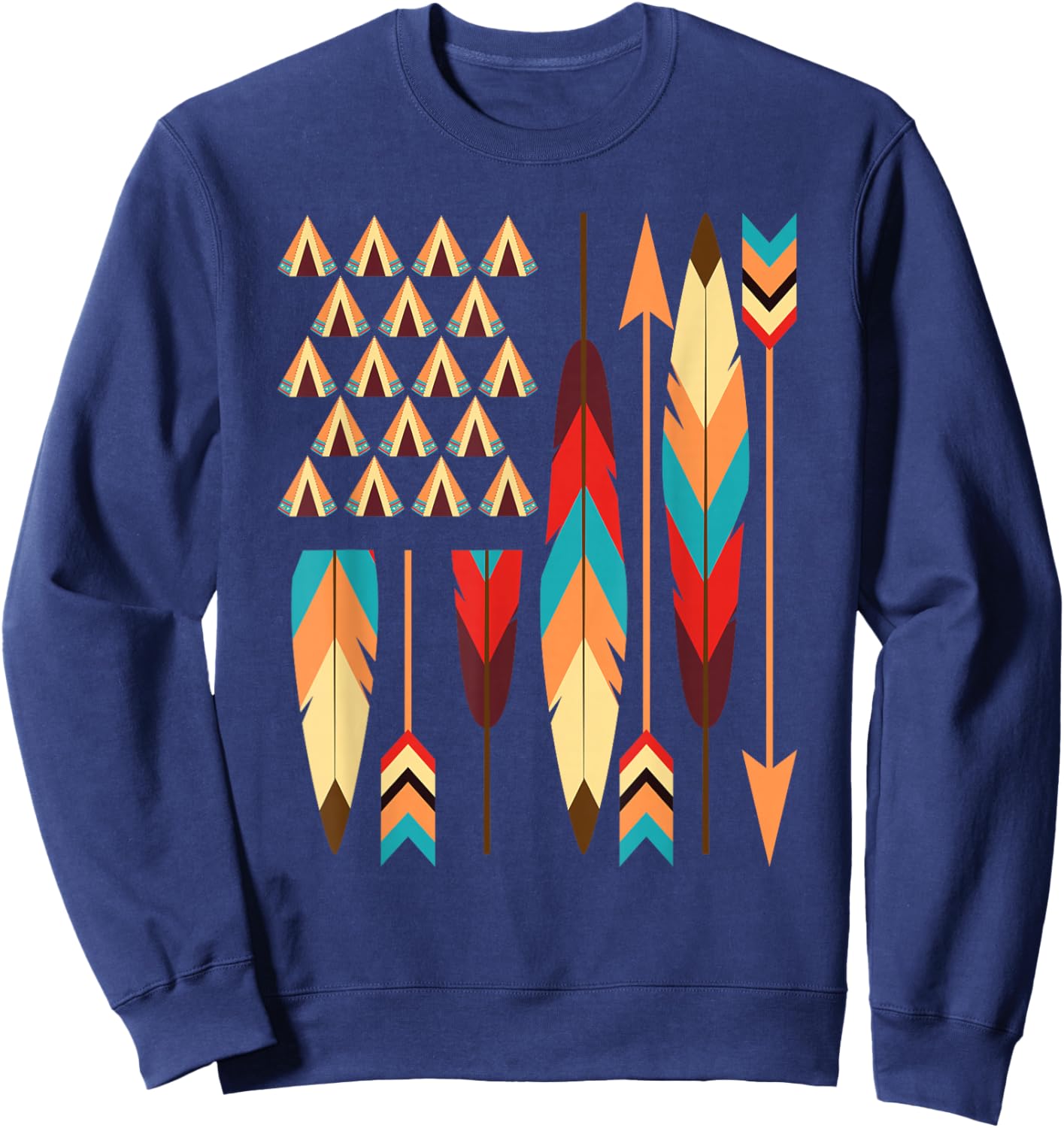 Native American Pride USA Flag Sweatshirt - Sweatshirt | Navy