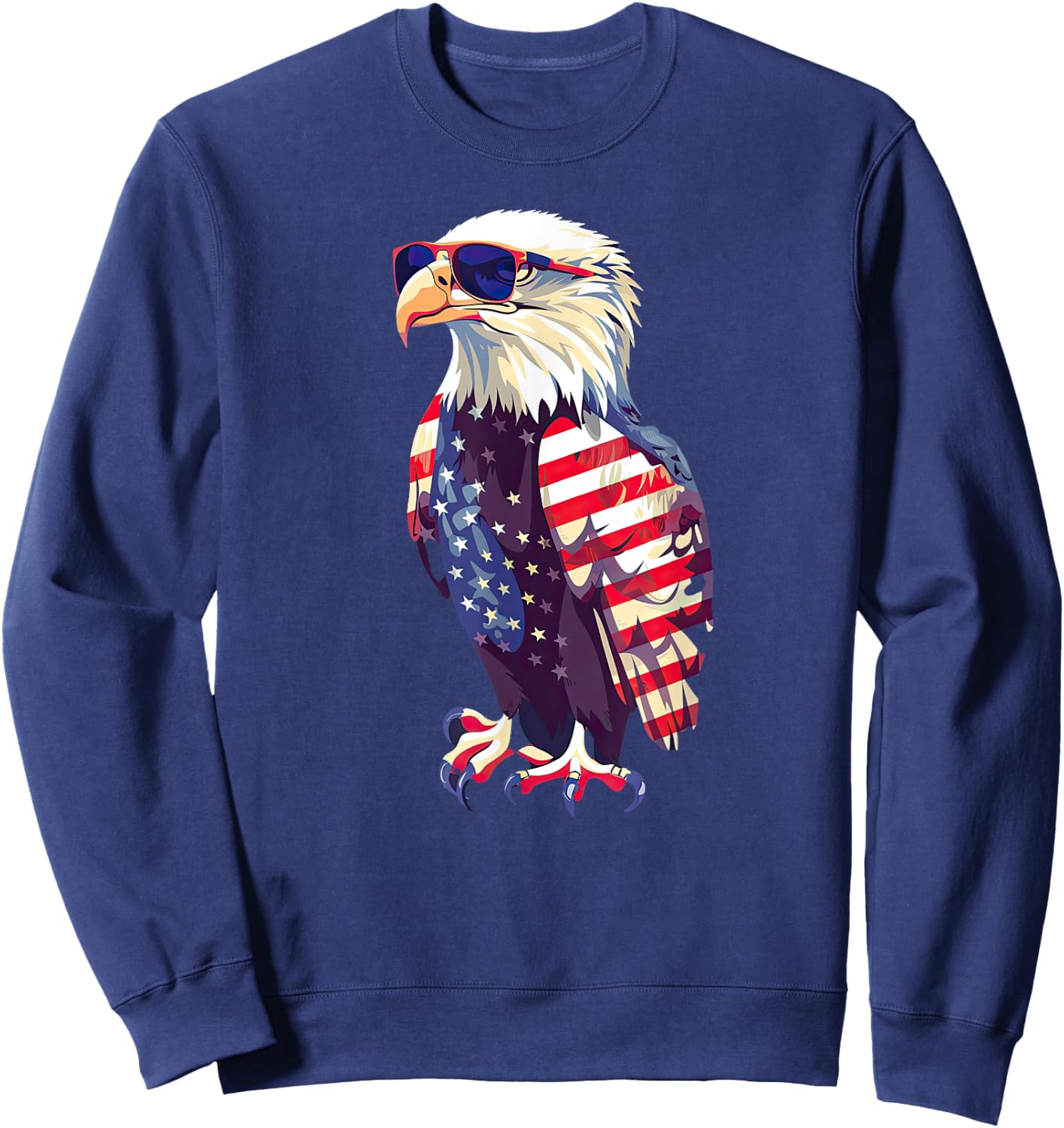 American Bald Eagle, American Flag, Cool Girls Kids Men Sweatshirt - Sweatshirt | Navy