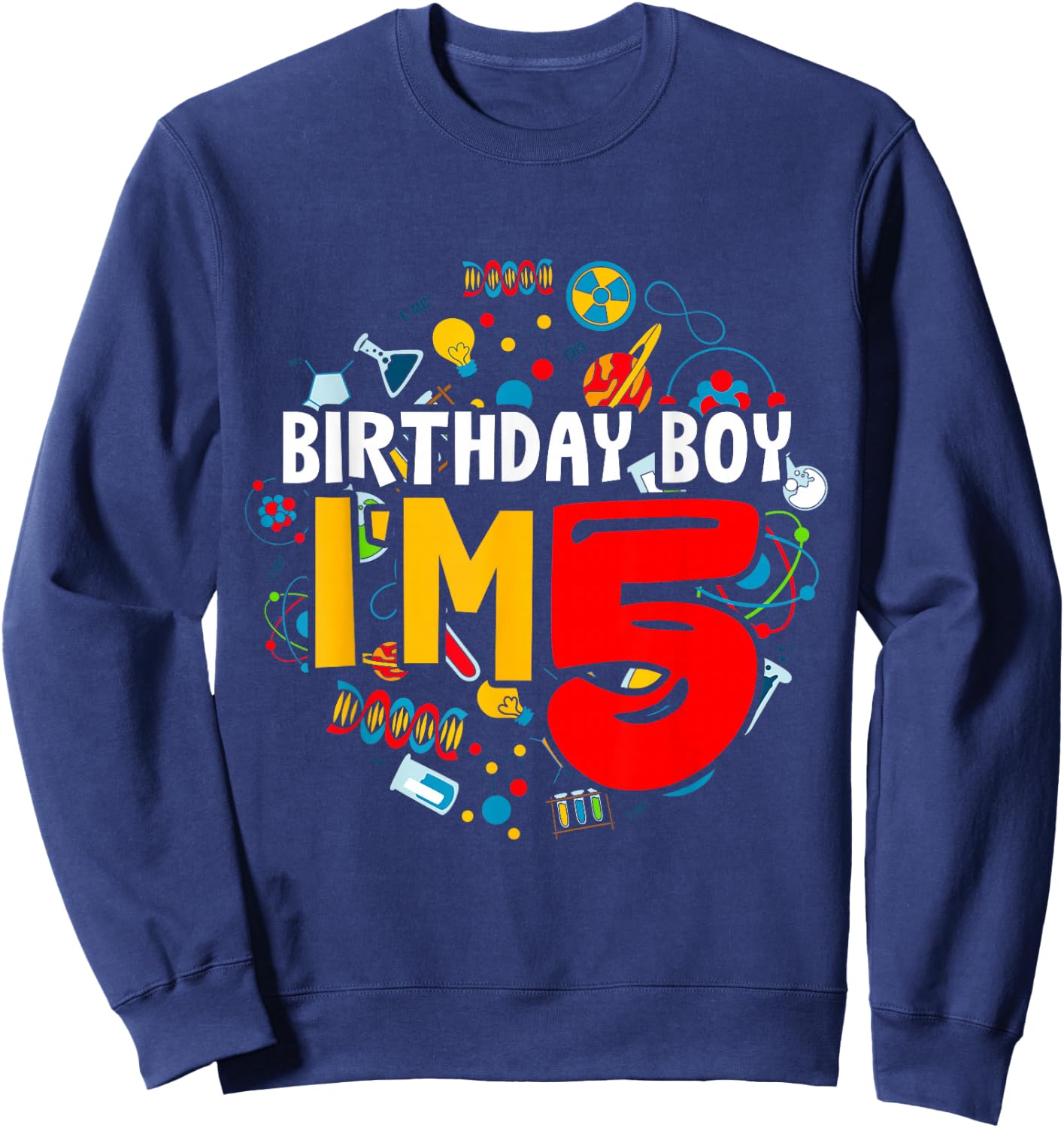 Kids Birthday Boy I'm 5 Years Old Gifts Toddler 5th Birthday Sweatshirt - Sweatshirt | Navy