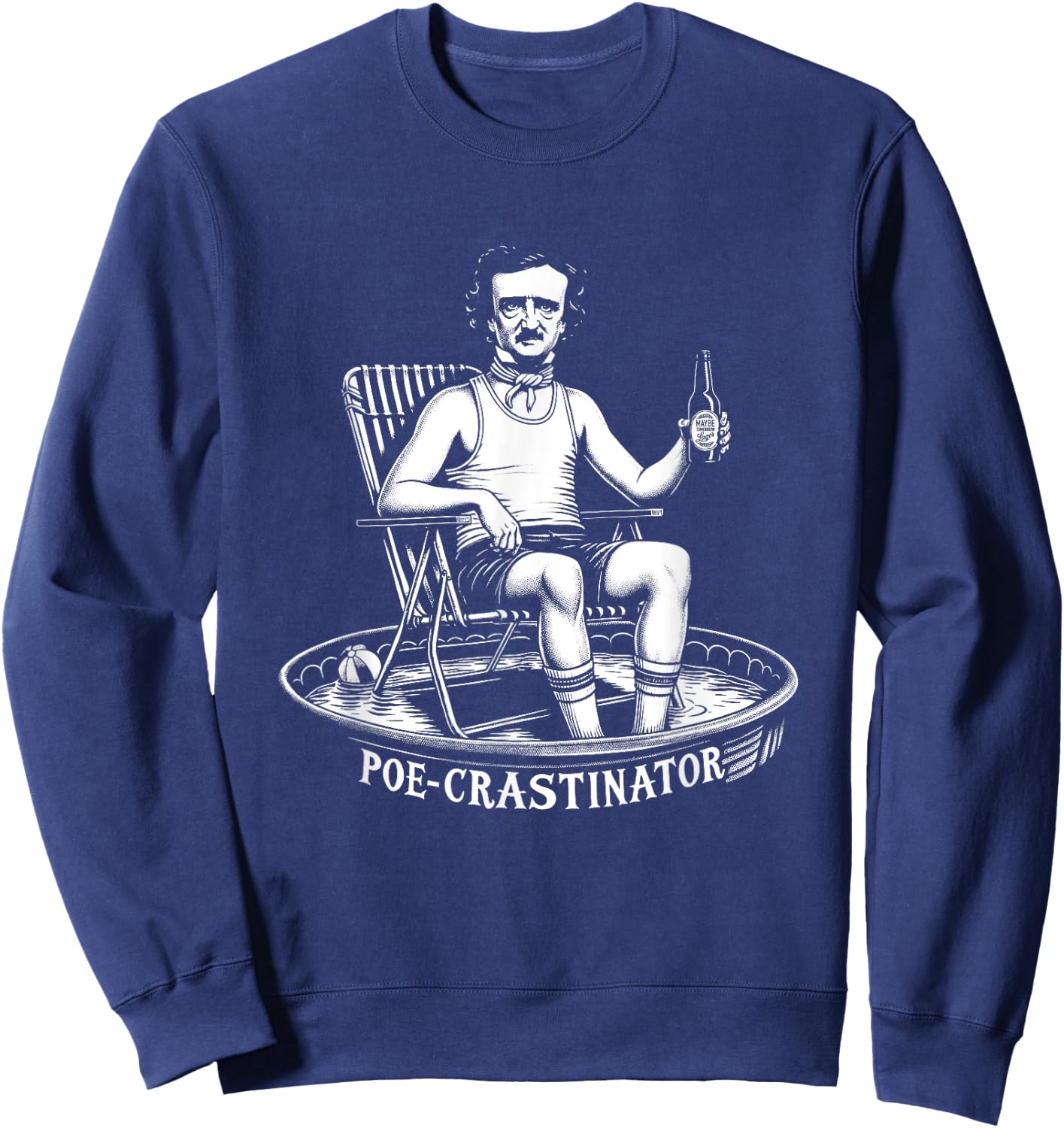 Edgar Allan Poe Funny Poe-crastinator Sweatshirt - Sweatshirt | Navy