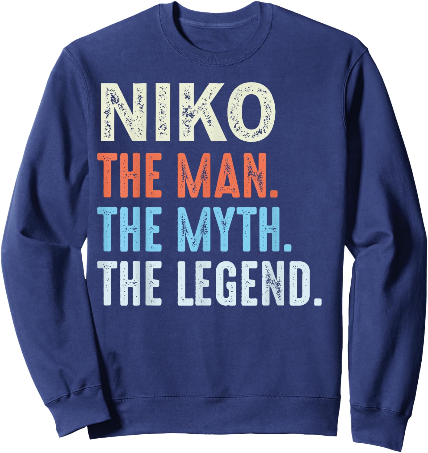 LUXETHREADS Men's Niko The Legend Name Personalized Cute Idea Men Vintage Niko , Small, Black Sweatshirt - Sweatshirt | Navy
