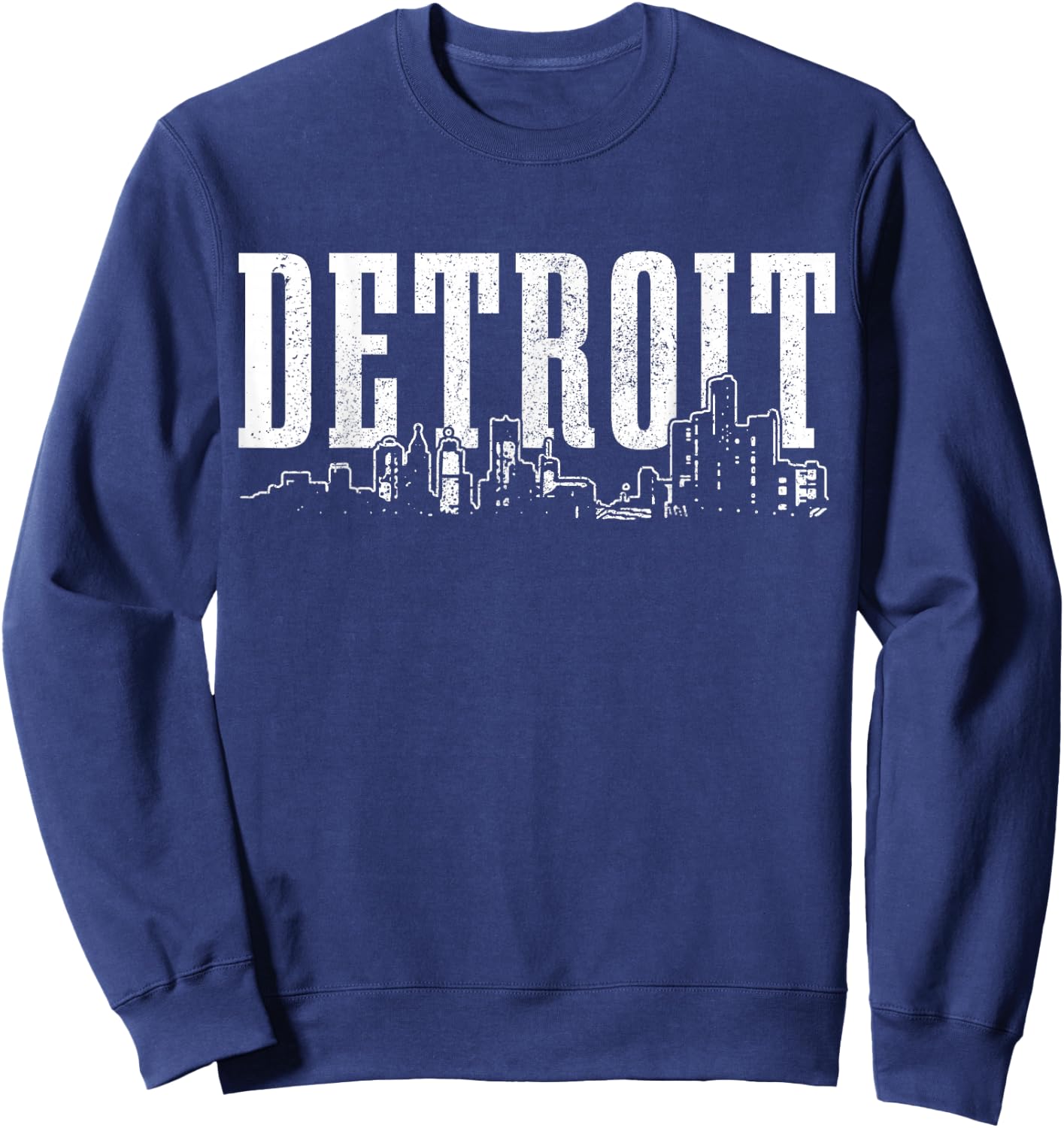 Detroit Skyline Pride Vintage Detroit Michigan Sweatshirt - Sweatshirt | Navy