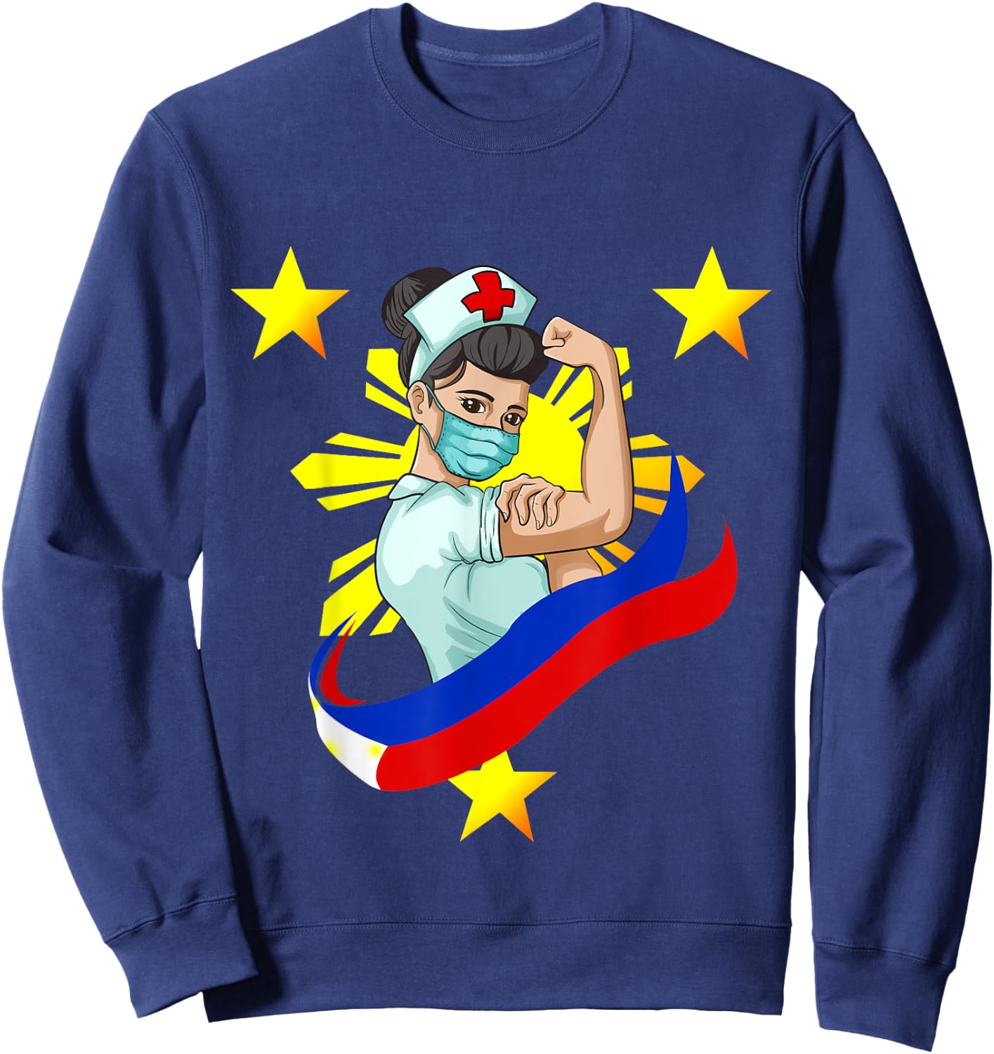 Nurse Nursing Philippines Filipino Girl Flag Filipina Sweatshirt - Sweatshirt | Navy