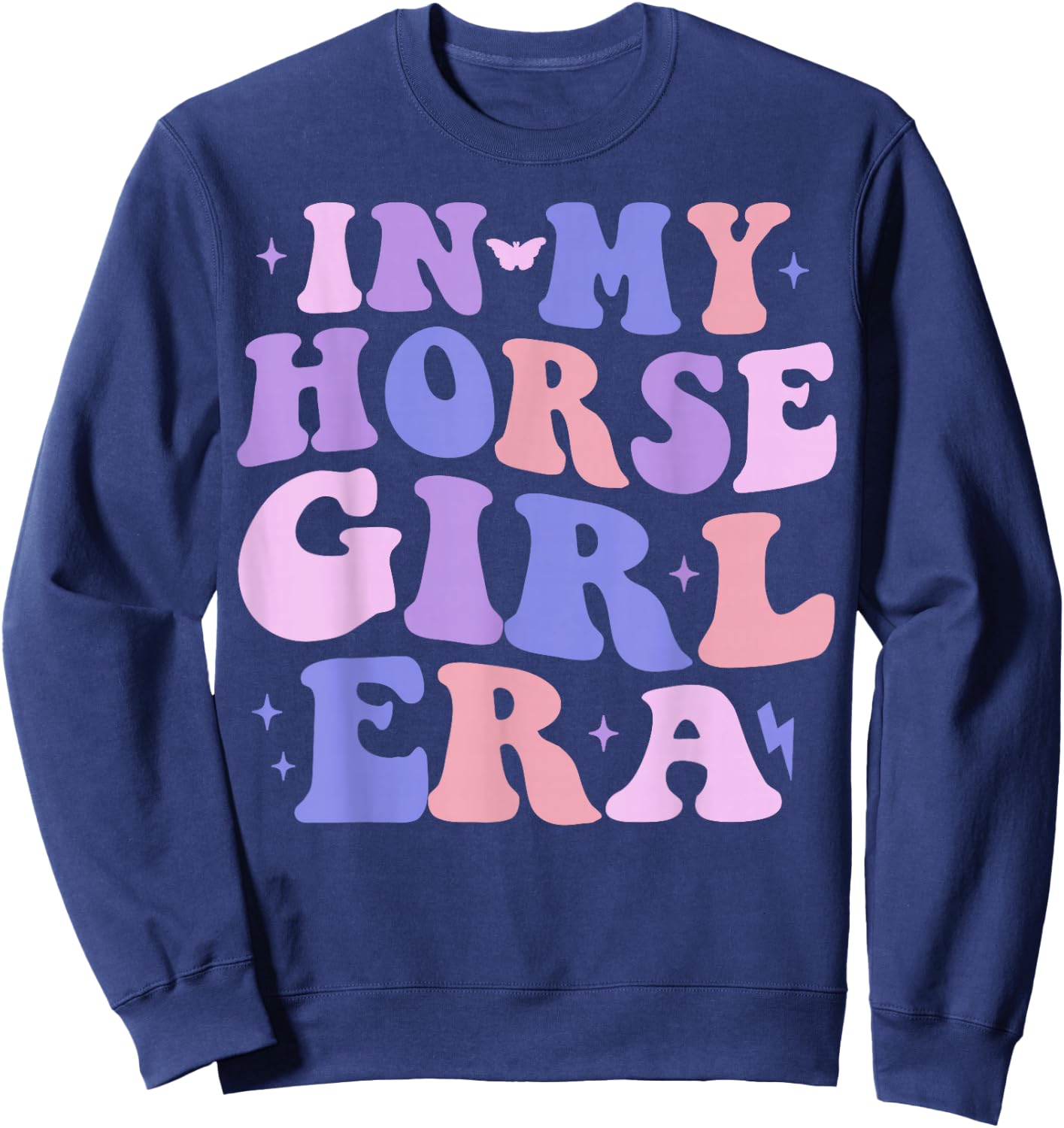 In My Horse Girl Era Groovy Horse Lover Girl Riding Horse Sweatshirt - Sweatshirt | Navy