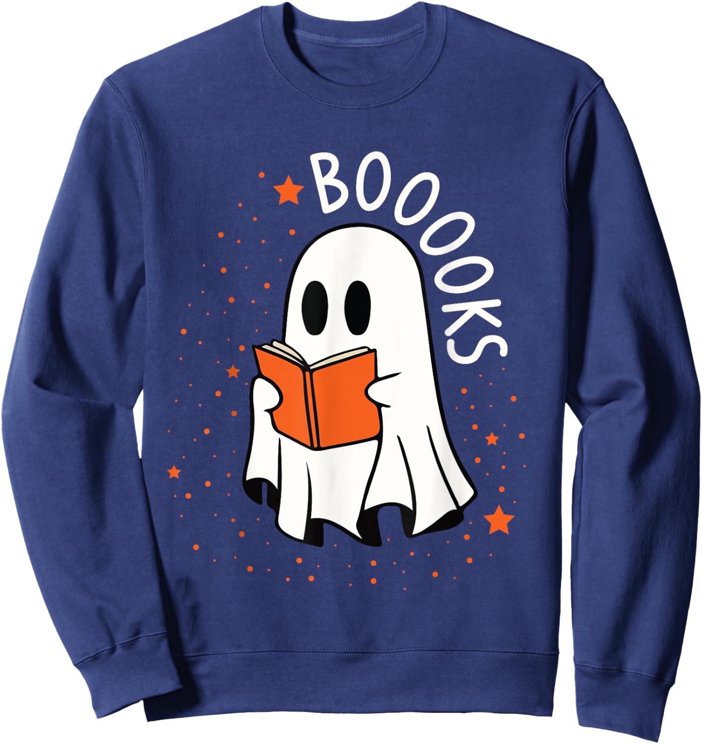 Ghost Reading Books Boooks Halloween Teacher Boook Women Kids Sweatshirt - Sweatshirt | Navy