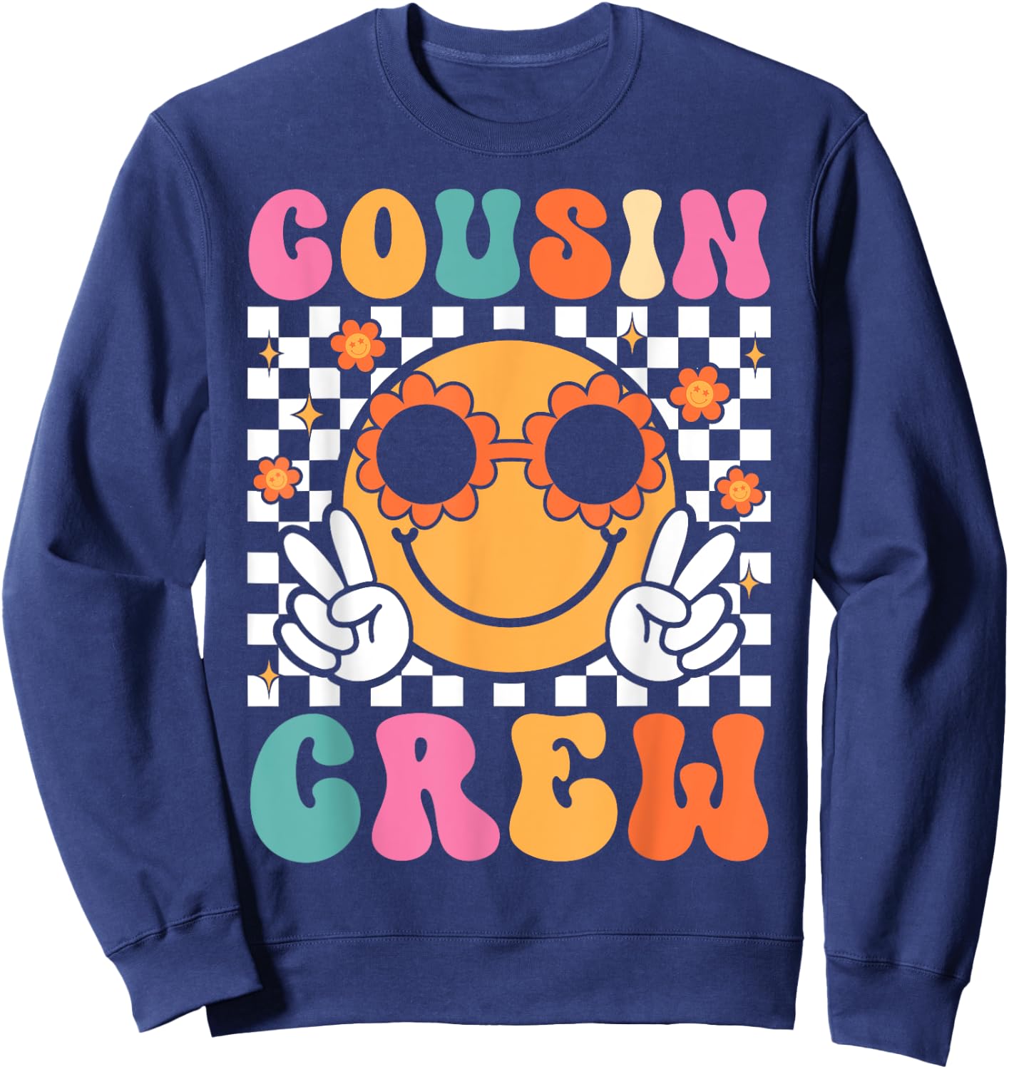 Cousin Crew Summer Vacation Family Trip Groovy Women Kids Sweatshirt - Sweatshirt | Navy