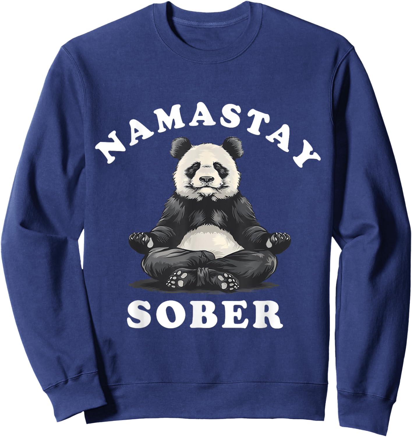 Namastay Sober Bear NA AA Alcoholics Anonymous Buddha Sweatshirt - Sweatshirt | Navy