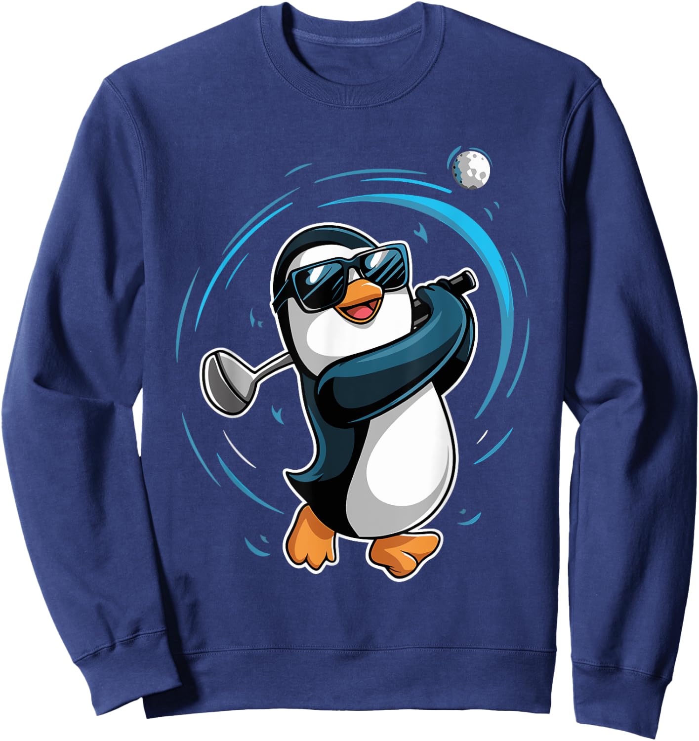 Penguin Playing Golf Sport Animal Cute Penguin Golfer Sweatshirt - Sweatshirt | Navy