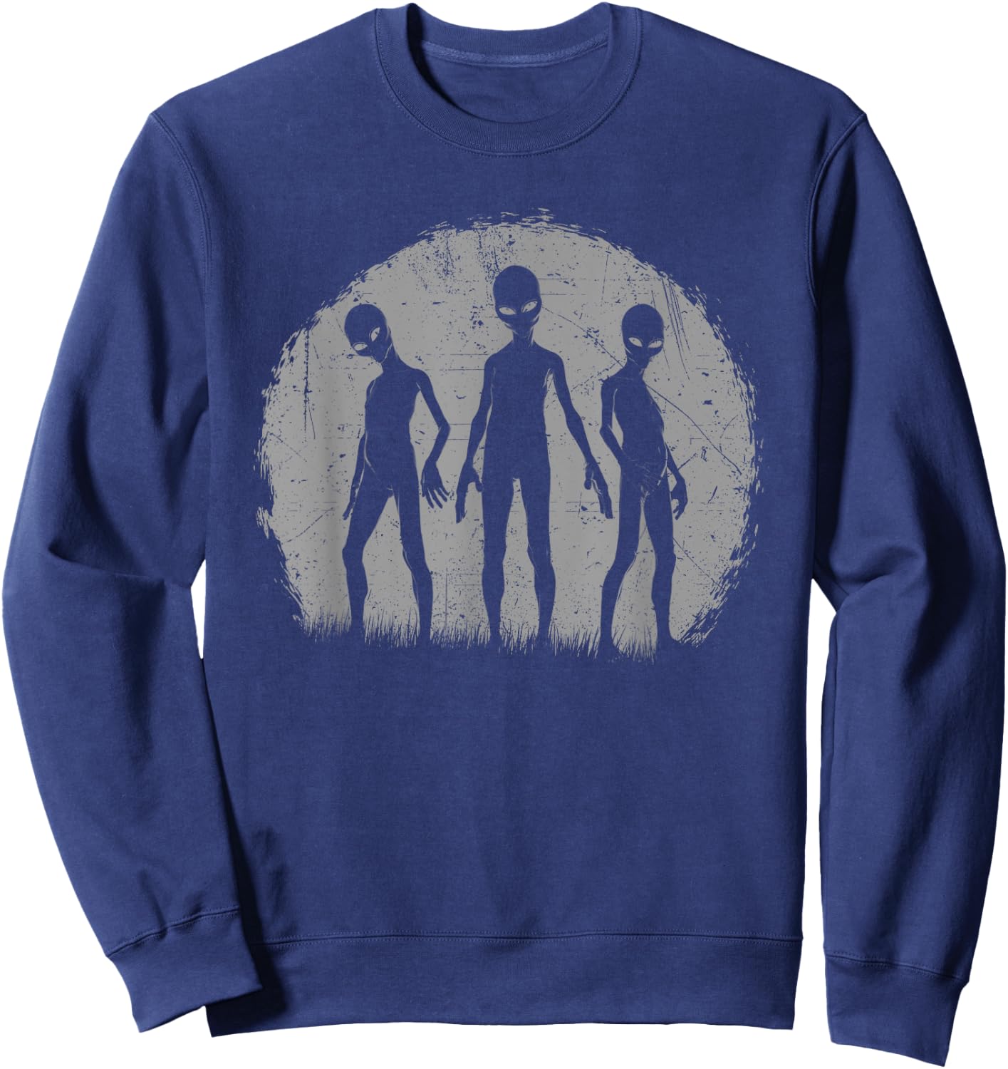 Grey Alien Trio Zeta Reticuli UFO Abduction Sweatshirt - Sweatshirt | Navy