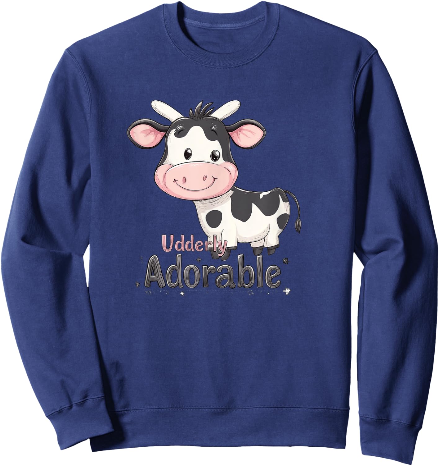 Adorable Cow Cute Farm Animal Sweatshirt - Sweatshirt | Navy