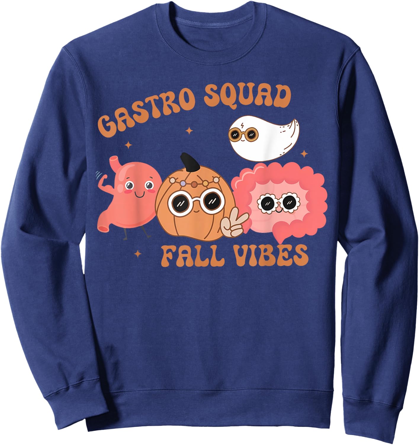 Fall Vibes Gastro Squad Ghost Halloween Spooky Endoscopy Sweatshirt - Sweatshirt | Navy