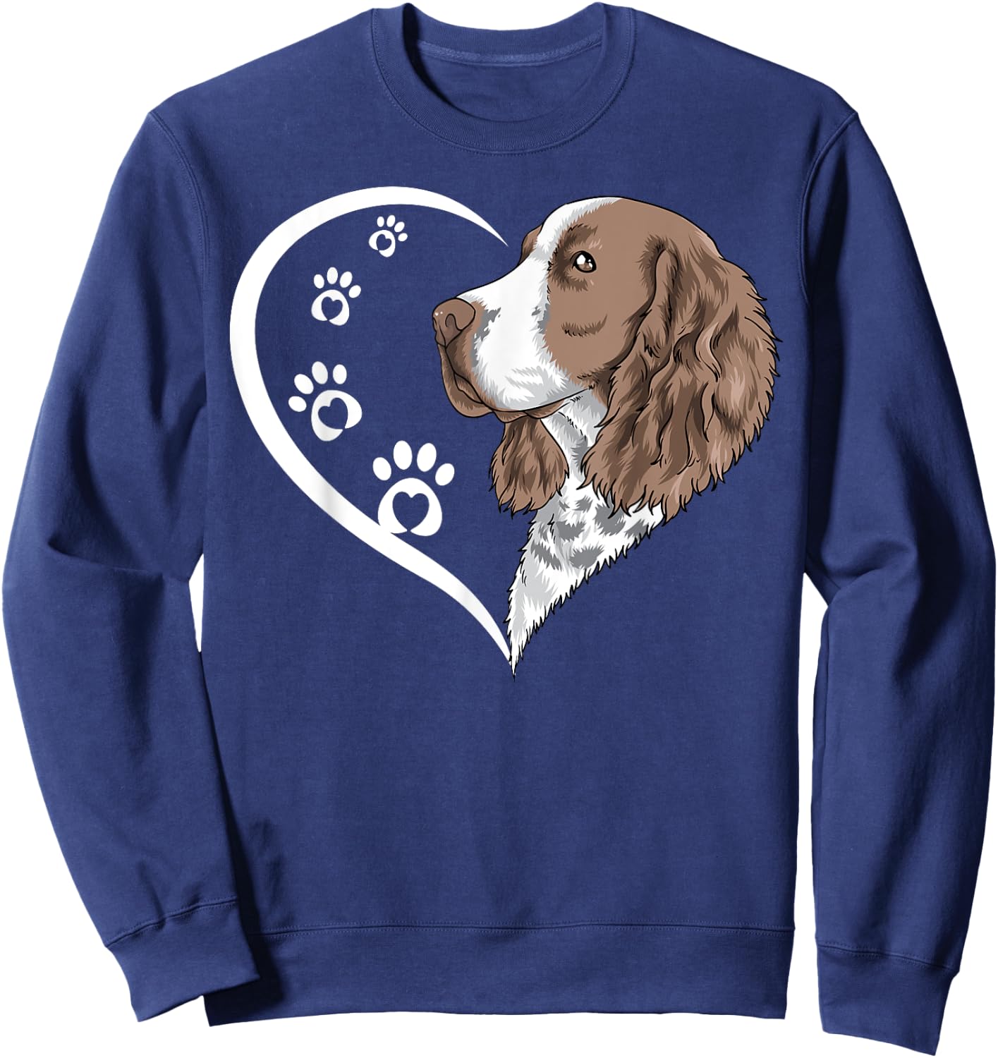 English Springer Spaniel Shirts Girls Kids Heart Sweatshirt - Sweatshirt | Navy