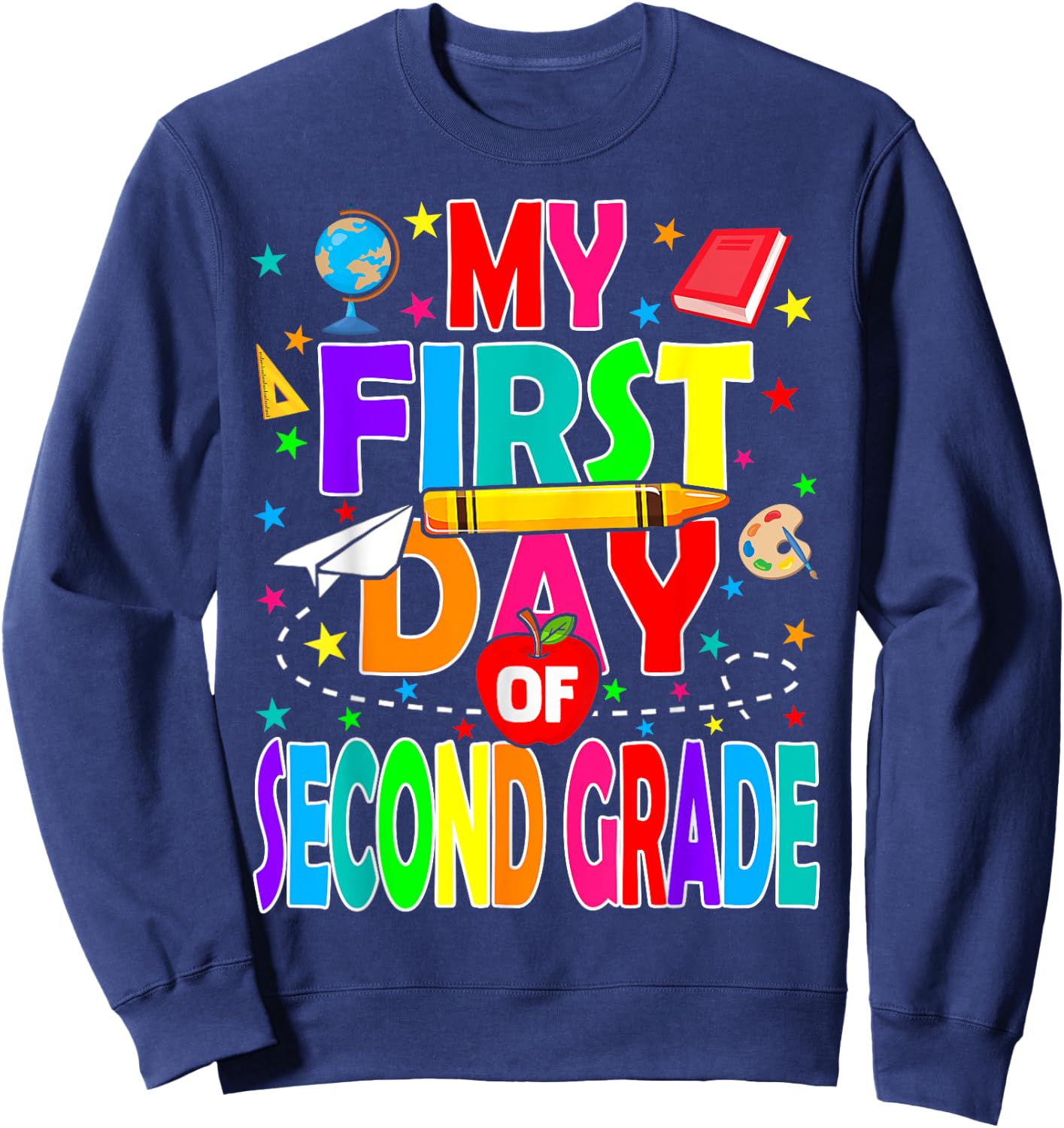 My First Day of Second Grade Back to School Boys Kids Sweatshirt - Sweatshirt | Navy