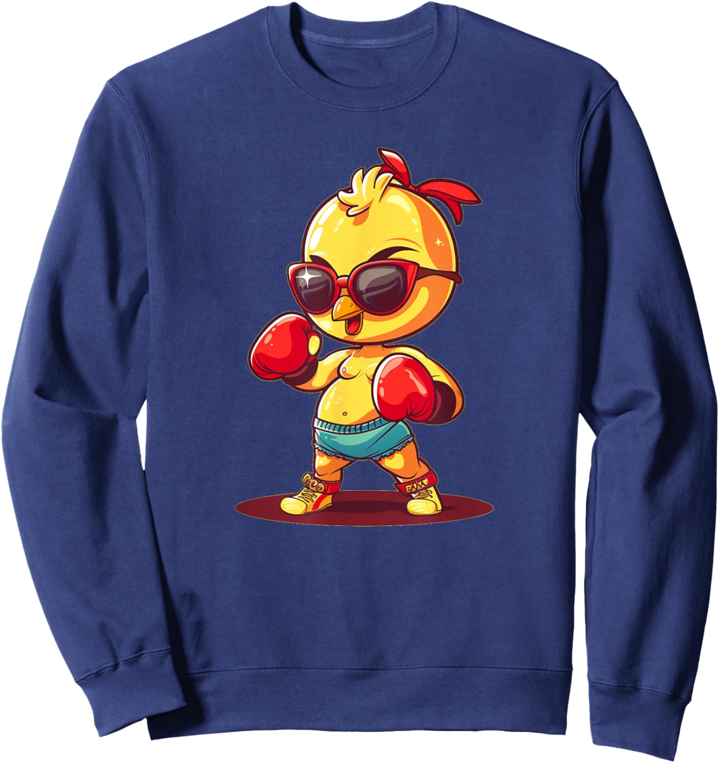 Boxing Chicken with Sunglasses Costume Sweatshirt - Sweatshirt | Navy
