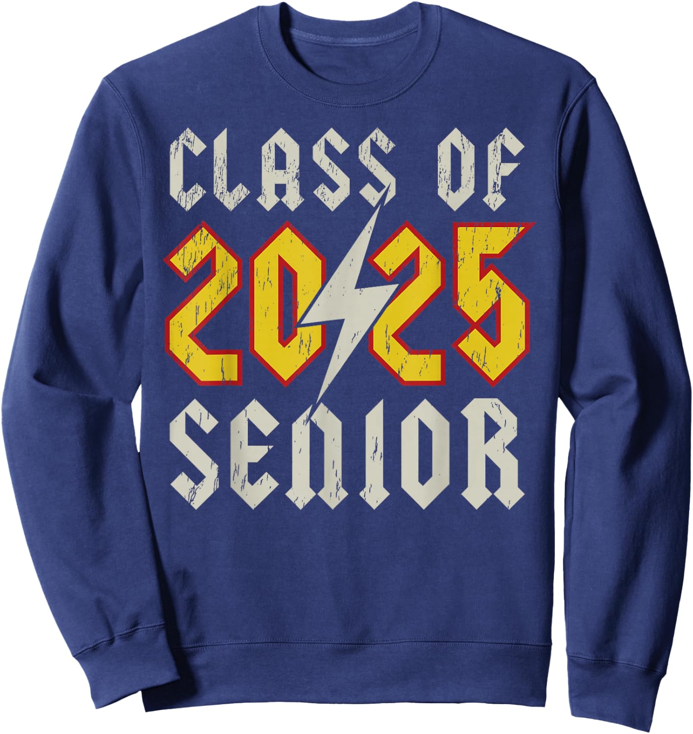 Class of 2025 Senior Rock N Roll Back To School Music Lover Sweatshirt - Sweatshirt | Navy