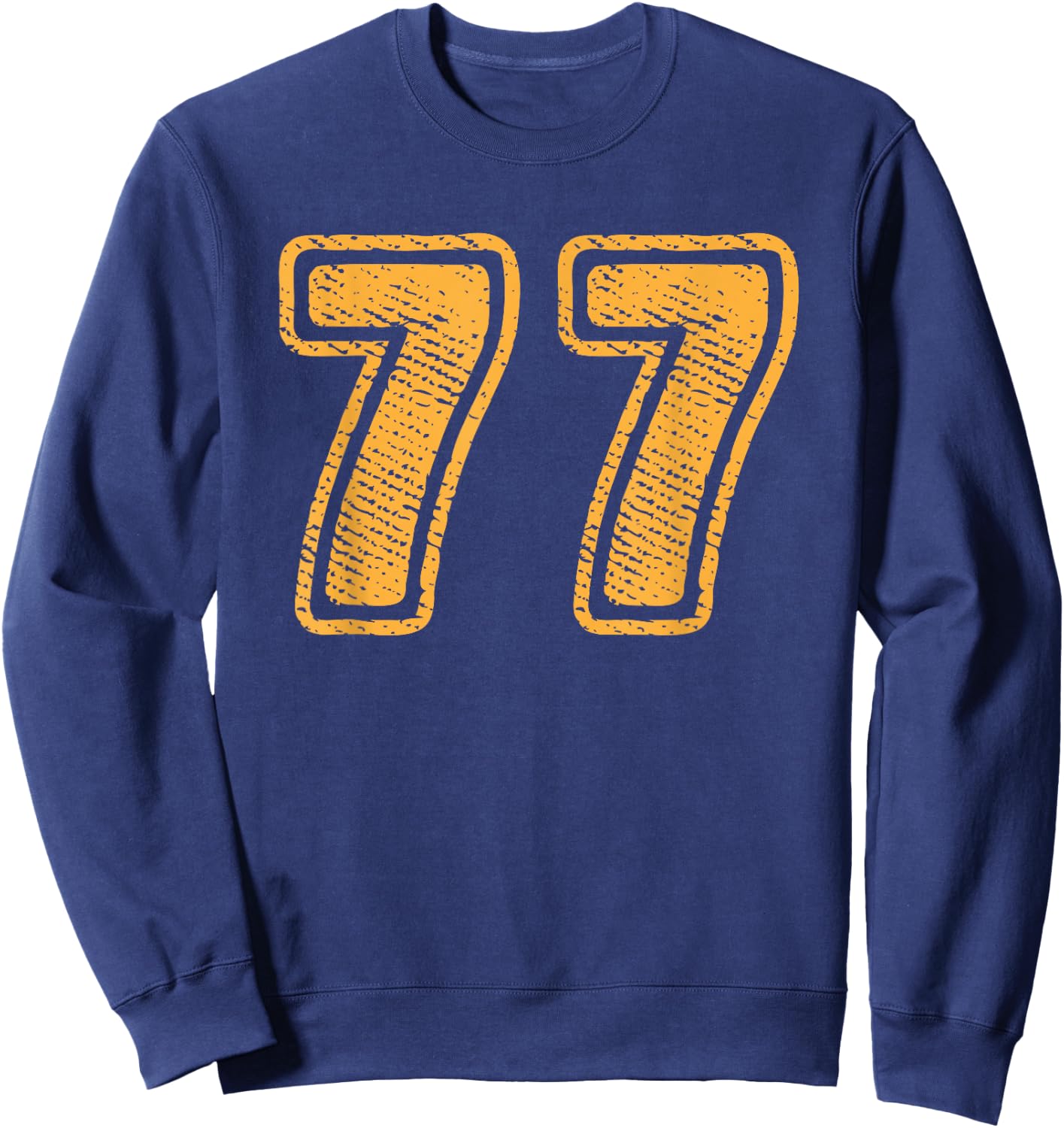 Number 77 On Front Big Bold 77 Team Group Player Matching Sweatshirt - Sweatshirt | Navy