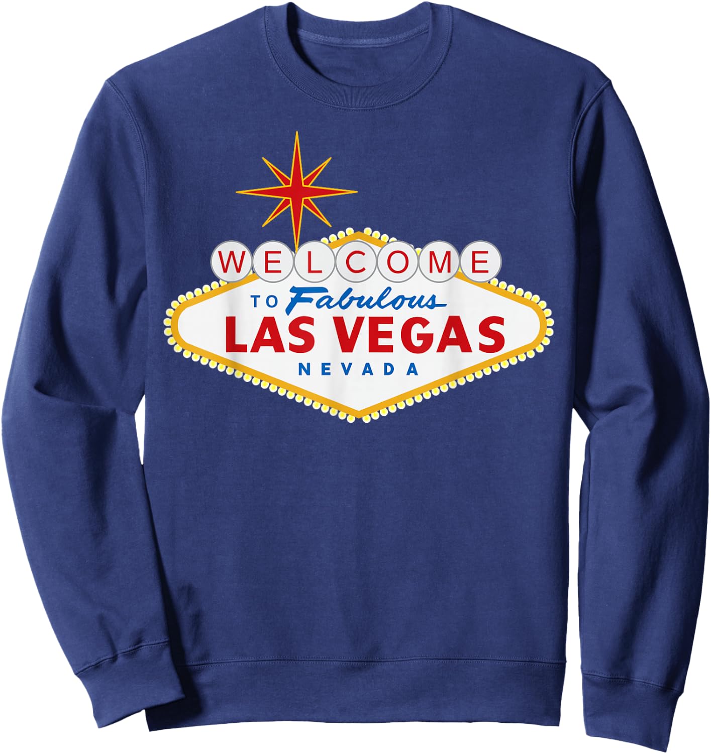 Miftees Las Vegas Welcome to Fabulous Las Vegas - Black, Small, -Adults, Short Sleeve, , Novelty Modern, Letter Print Sweatshirt - Sweatshirt | Navy