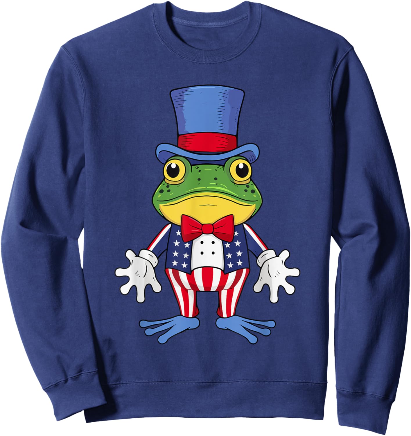 Funny Patriotic Frog with American 4th of July Sweatshirt - Sweatshirt | Navy